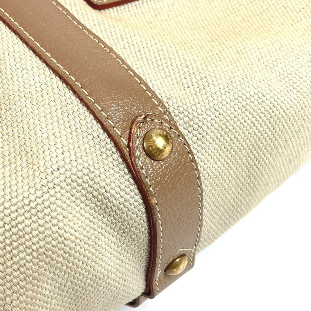 Louis Vuitton Beige Canvas Leather Handbag Shoulder Bag Tote Bag