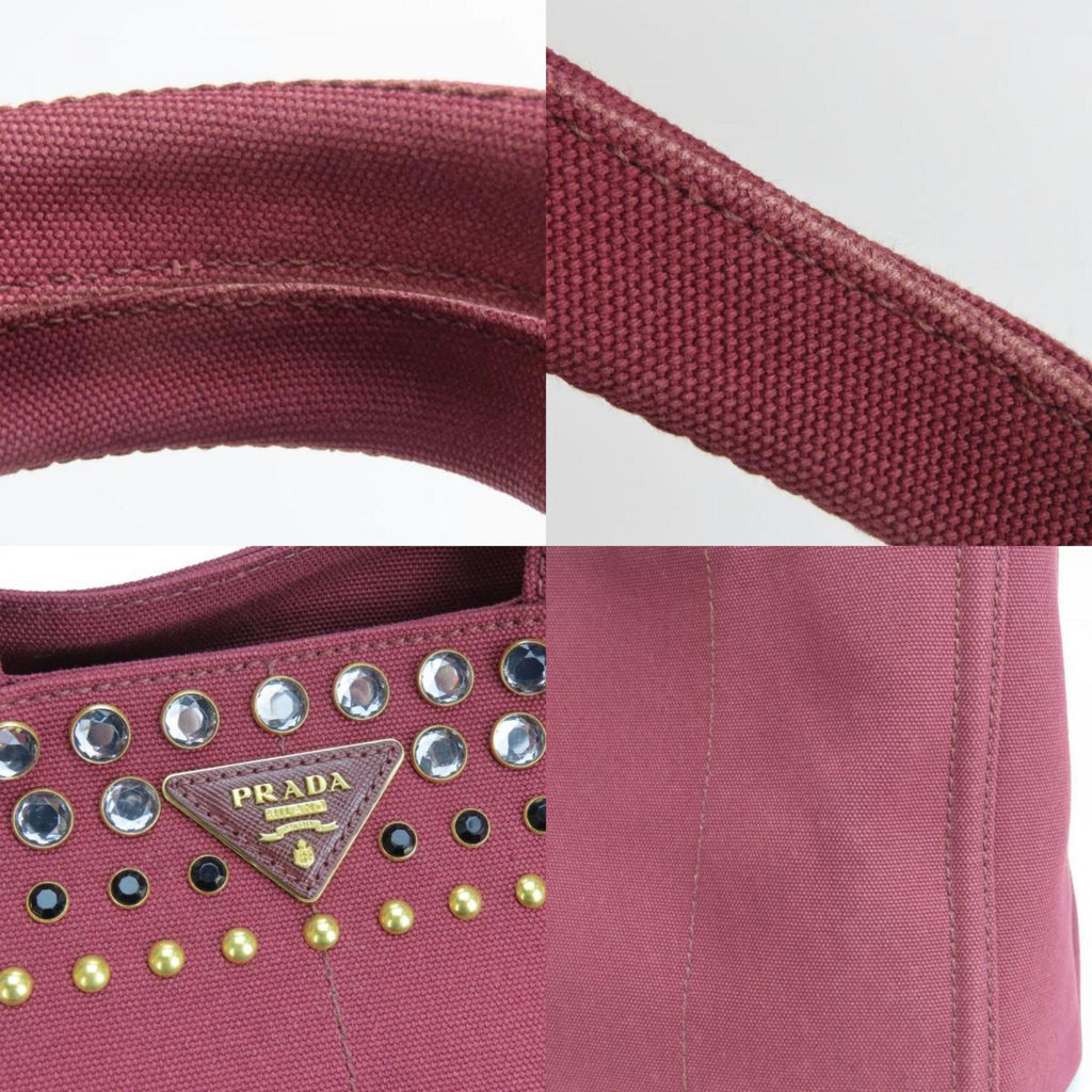 Prada Wine Canvas Tote Bag