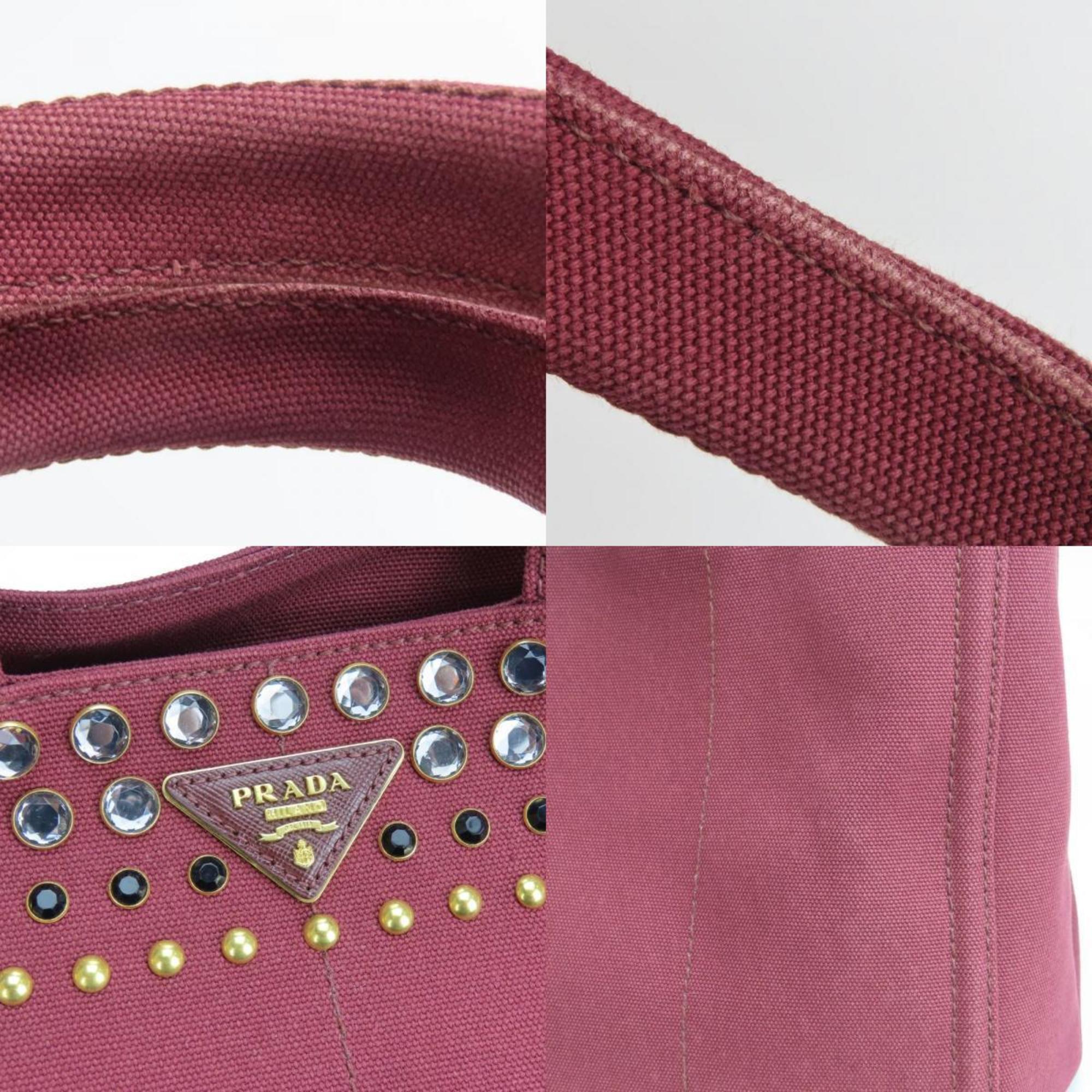 Prada Wine Canvas Tote Bag