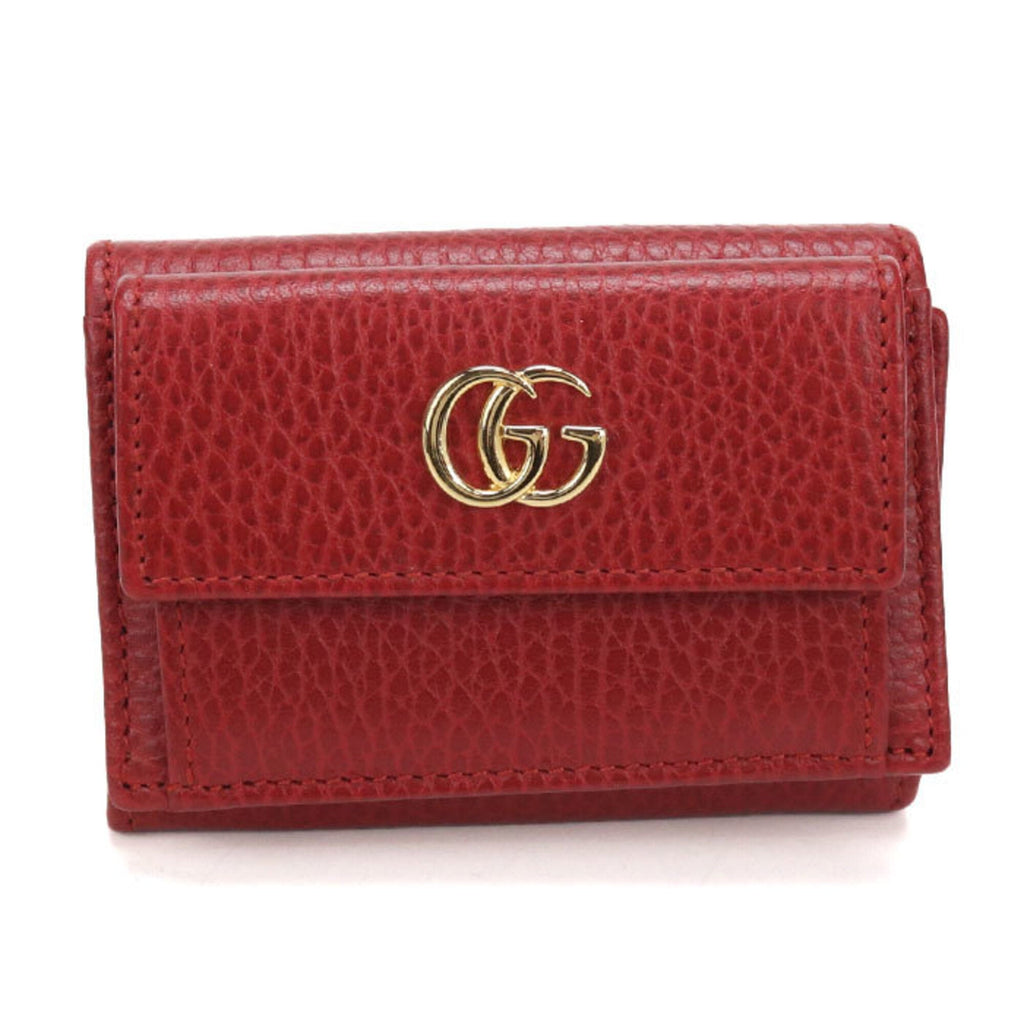 Gucci Red Color Leather Wallet (Tri-Fold) (Pre-Owned)