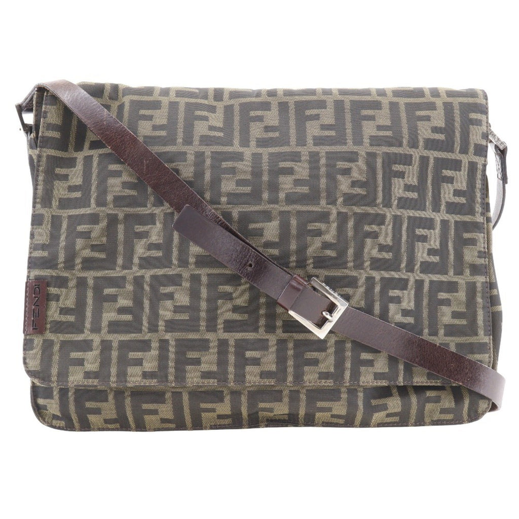 Fendi Brown Nylon Canvas Shoulder Bag