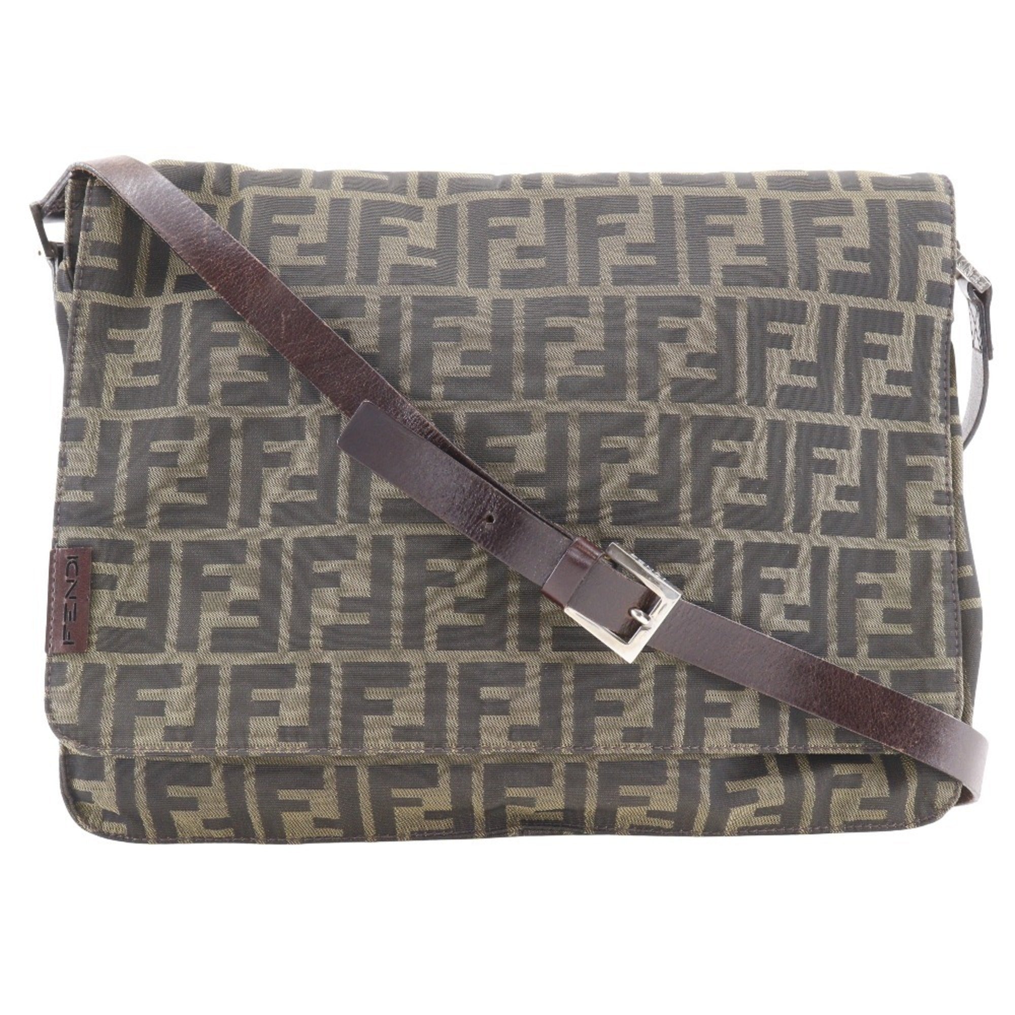Fendi Brown Nylon Canvas Shoulder Bag