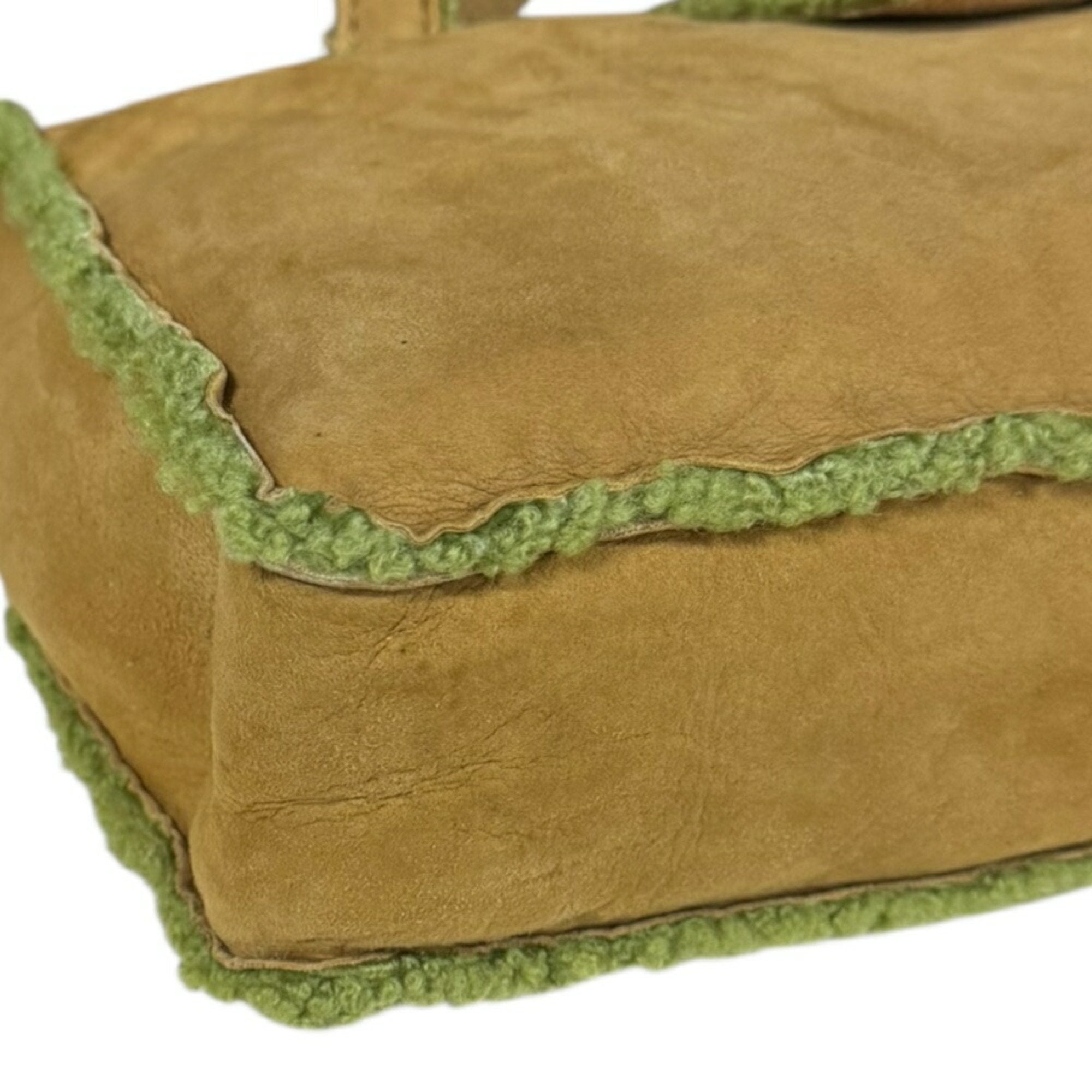 Chanel Mouton Brown Green Leather Handbag