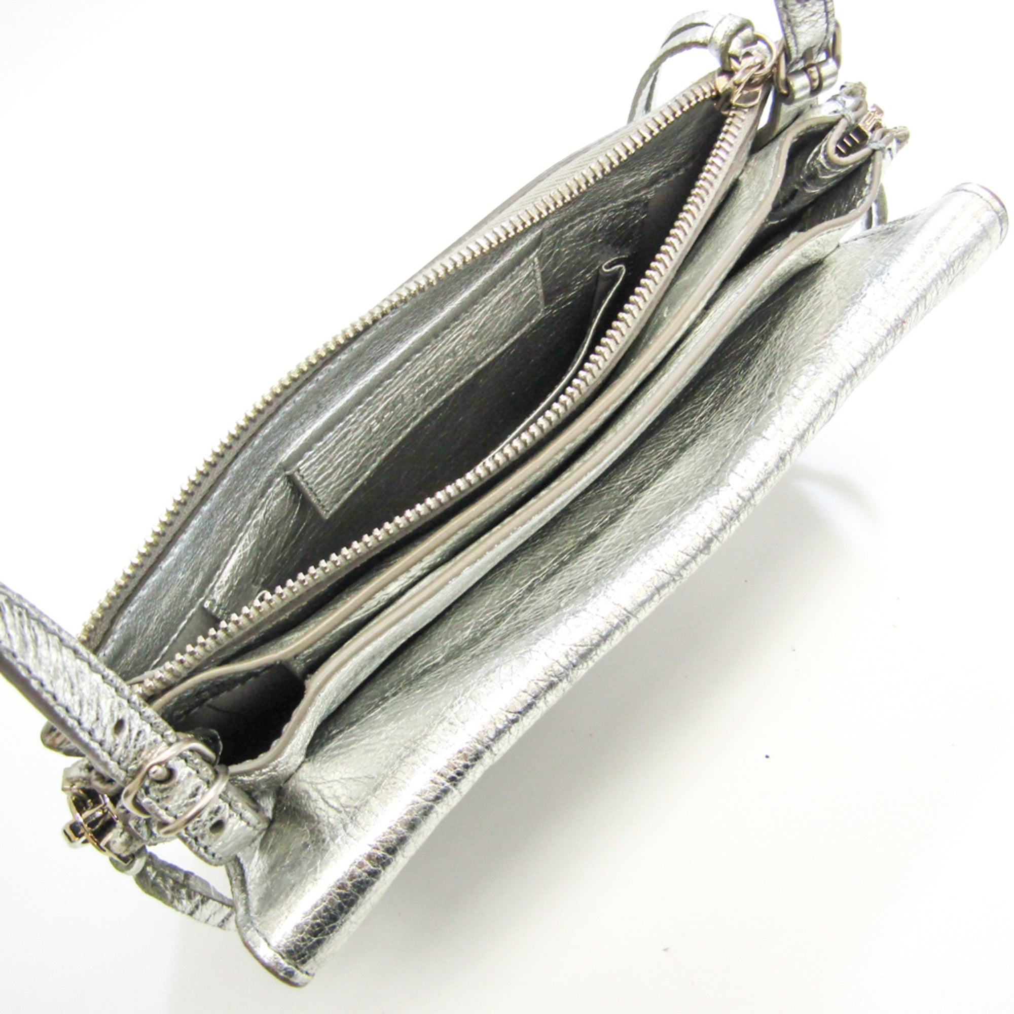Balenciaga Silver Leather Shoulder