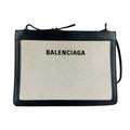 Balenciaga Black Ivory Canvas Leather Shoulder