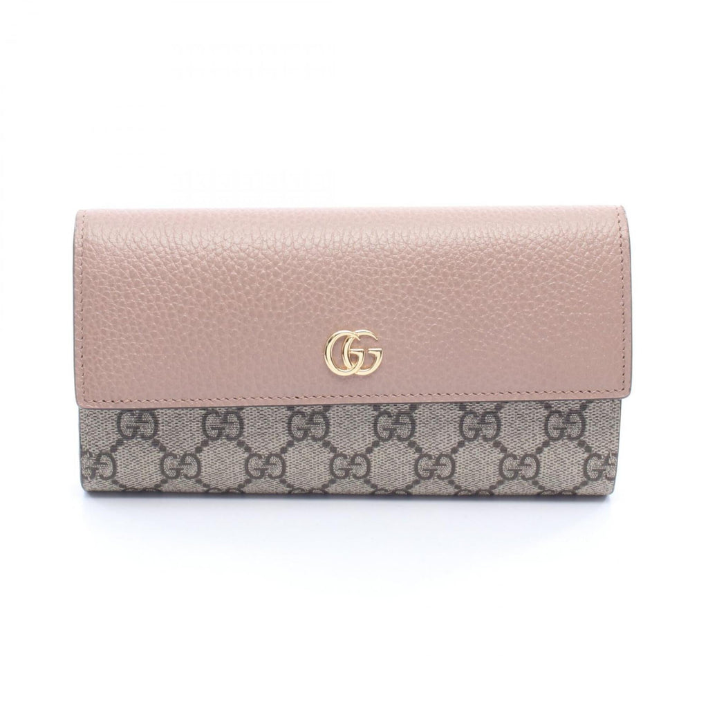 Gucci Beige Brown Pink Leather Pvc Long Wallet (Bi-Fold) (Pre-Owned)