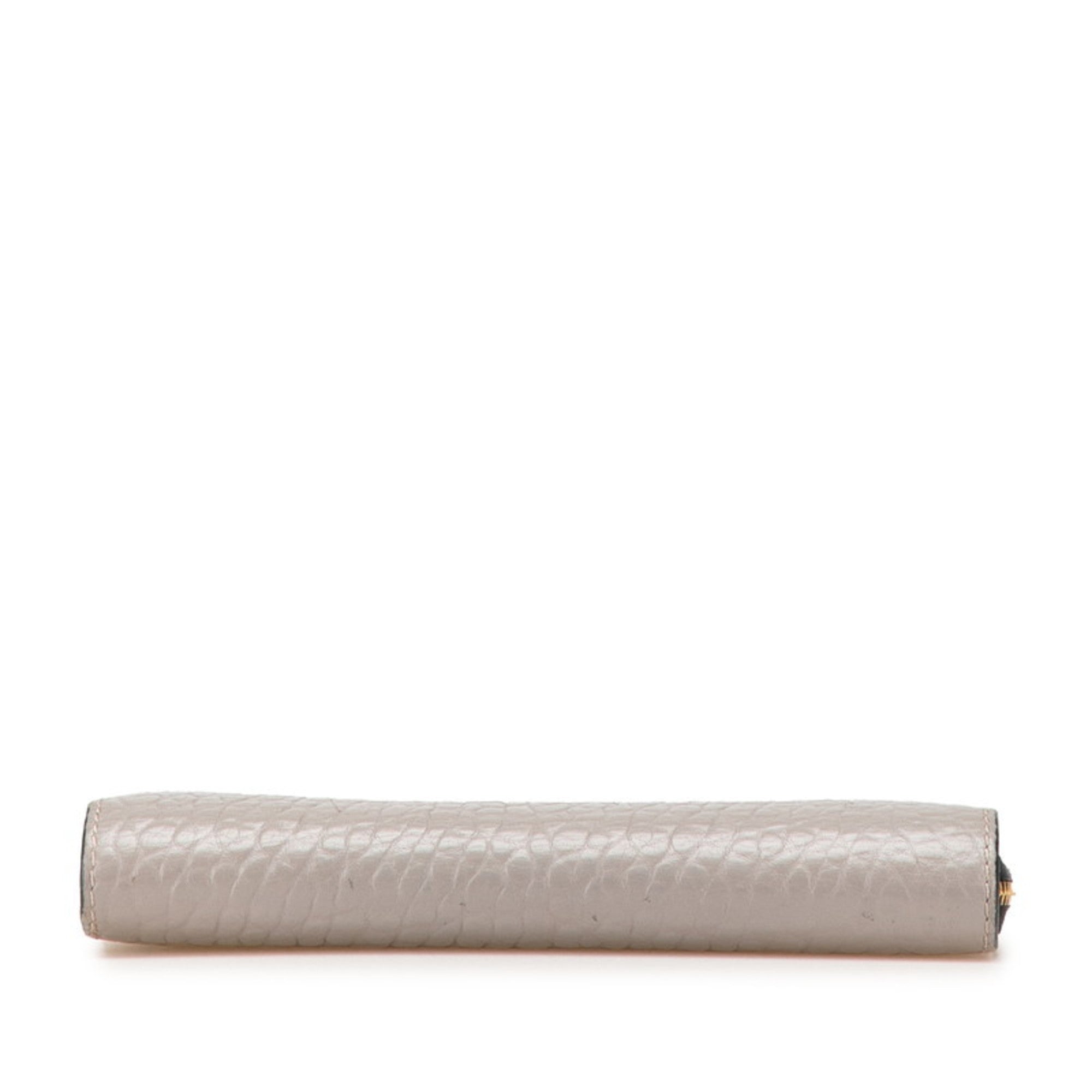 Burberry Gray Leather Long Wallet (Bi-Fold)
