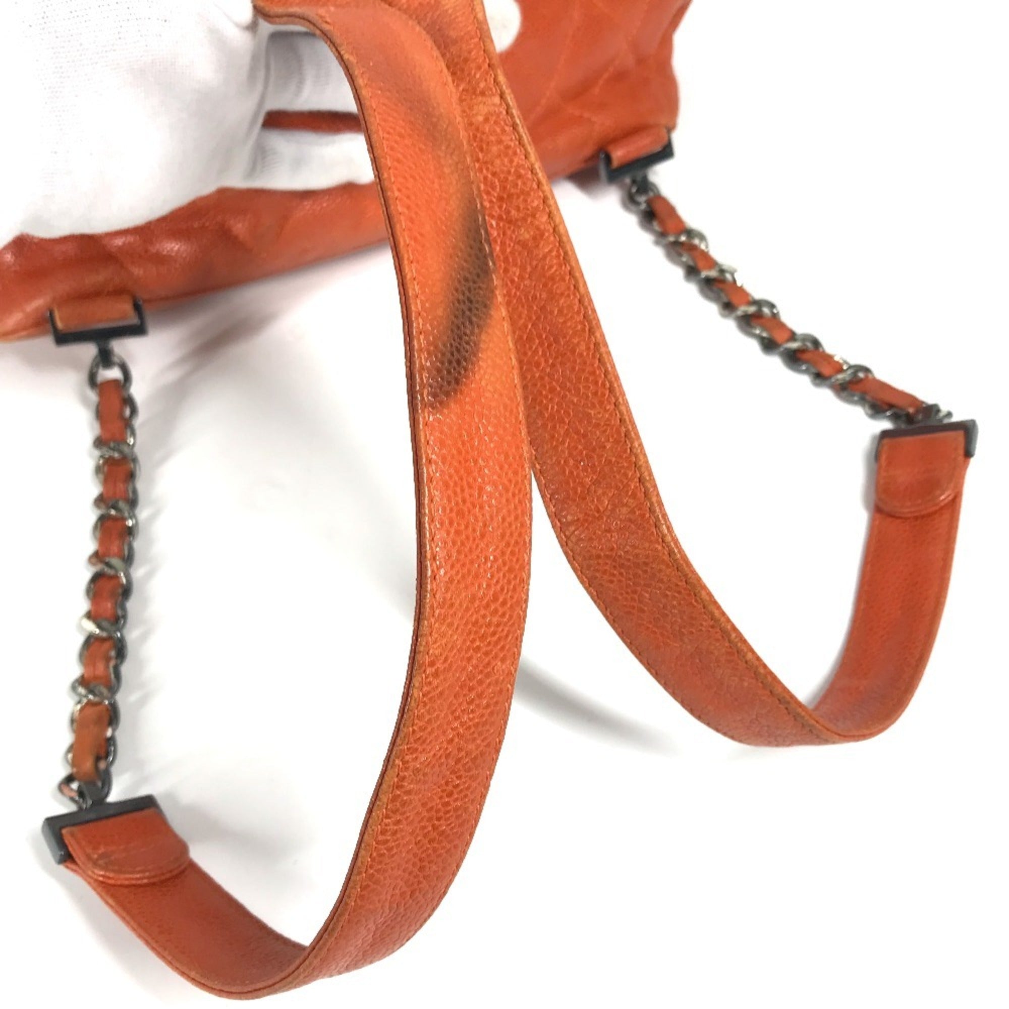 Chanel Orange Caviar Leather Backpack Shoulder Bag