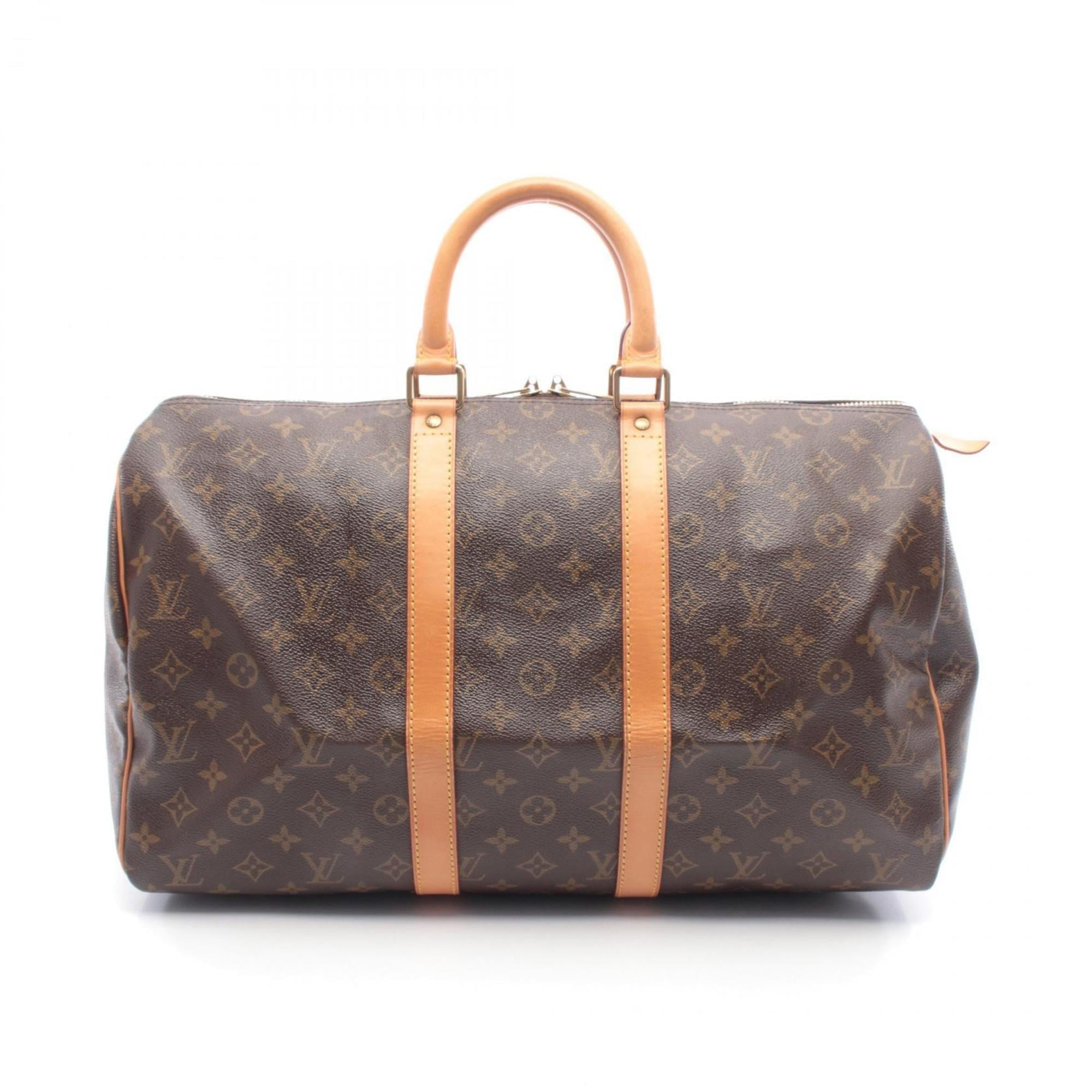 Louis Vuitton Brown Monogram Coated Canvas Leather Boston Bag Handbag