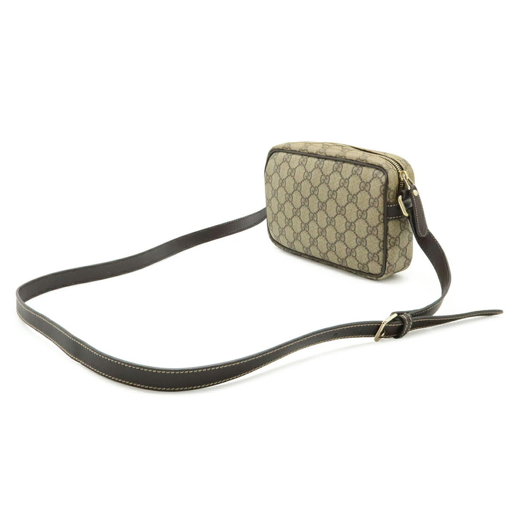 Gucci Beige Dark Brown Khaki Gg Supreme Canvas Leather Pochette Shoulder Bag (Pre-Owned)