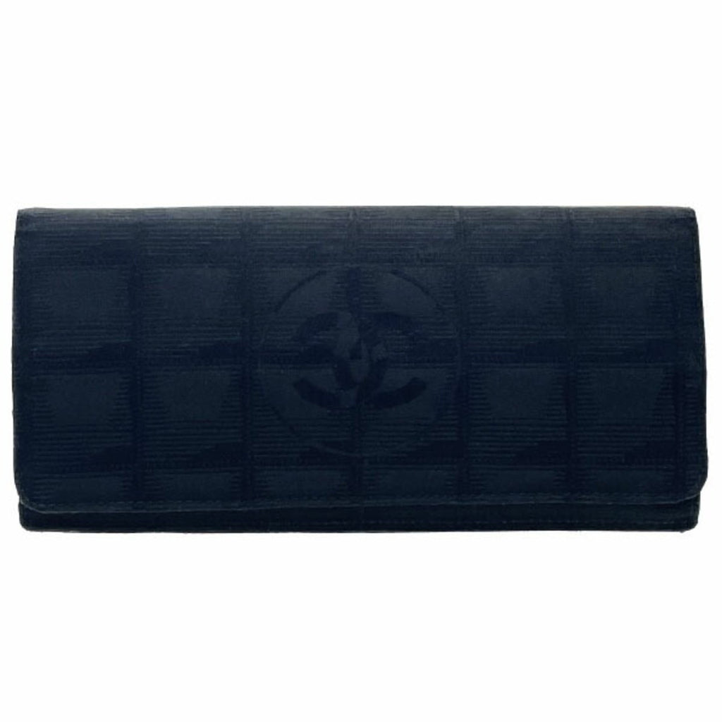 Chanel Black Leather Nylon Long Wallet (Bi-Fold)
