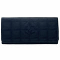 Chanel Black Leather Nylon Long Wallet (Bi-Fold)