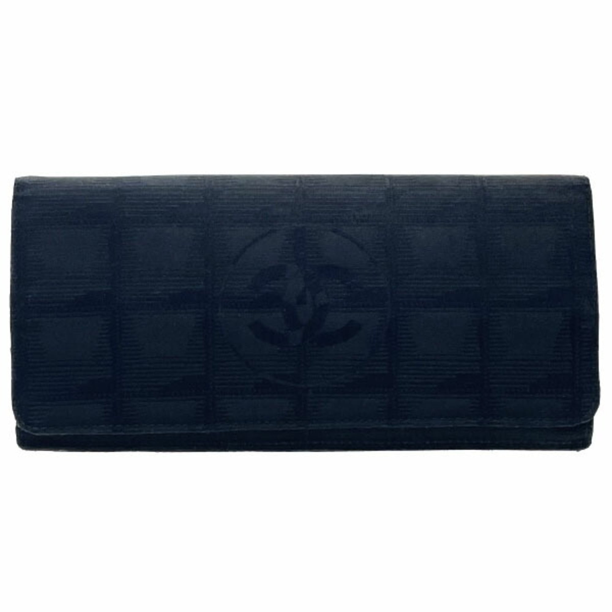 Chanel Black Leather Nylon Long Wallet (Bi-Fold)