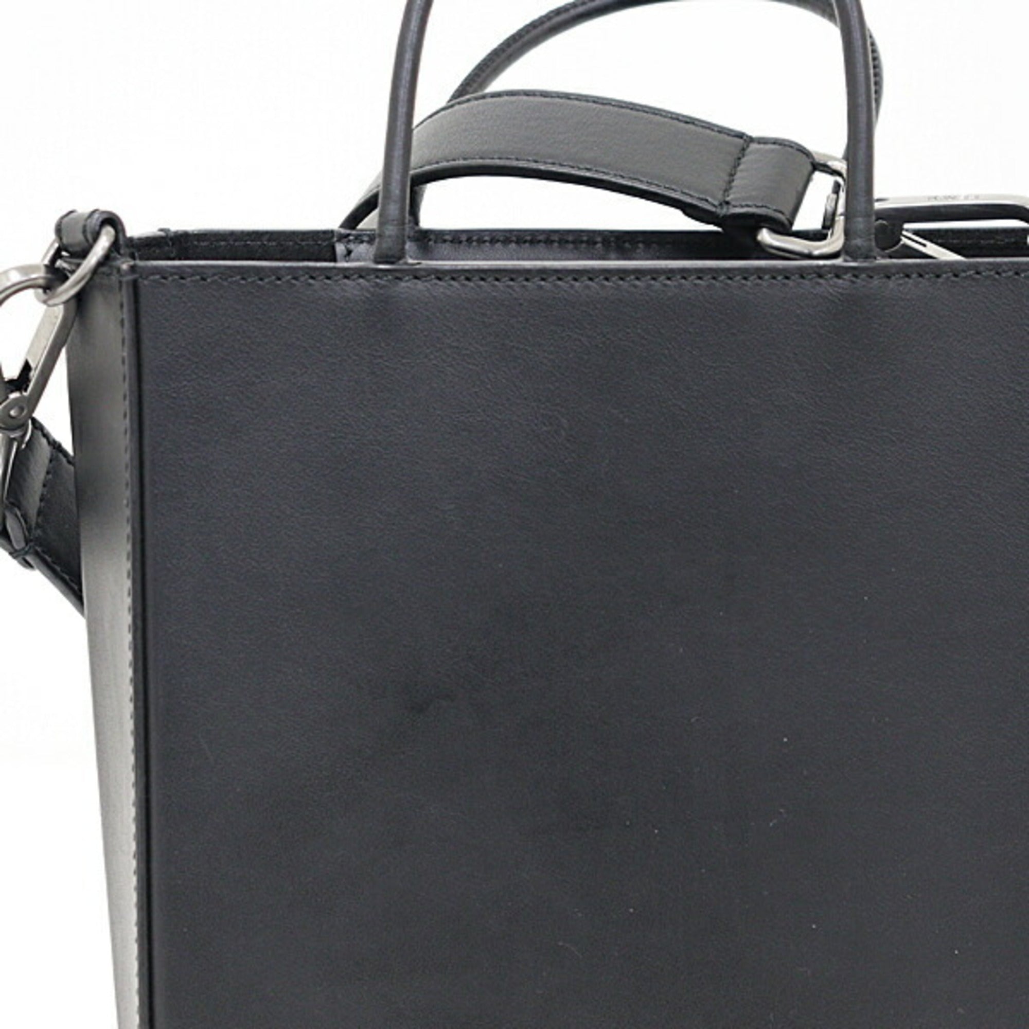 Fendi Black Leather Handbag Shopping Bag Shoulder Bag
