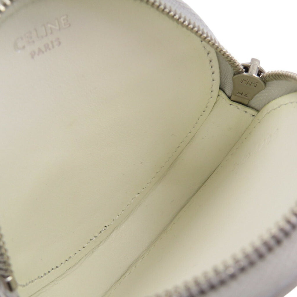 Celine Silver White Leather Coin Purse/Coin Case