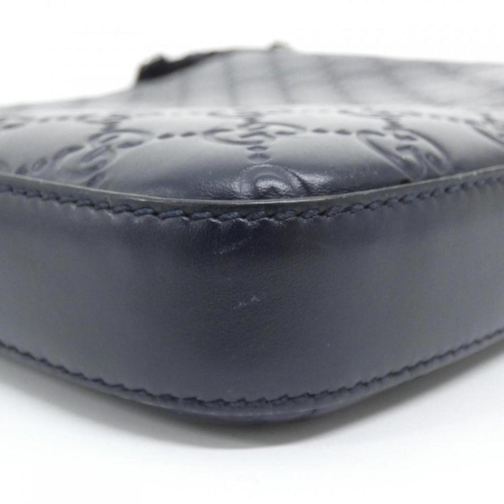 Gucci Navy Gg Leather Shoulder Bag (Pre-Owned)