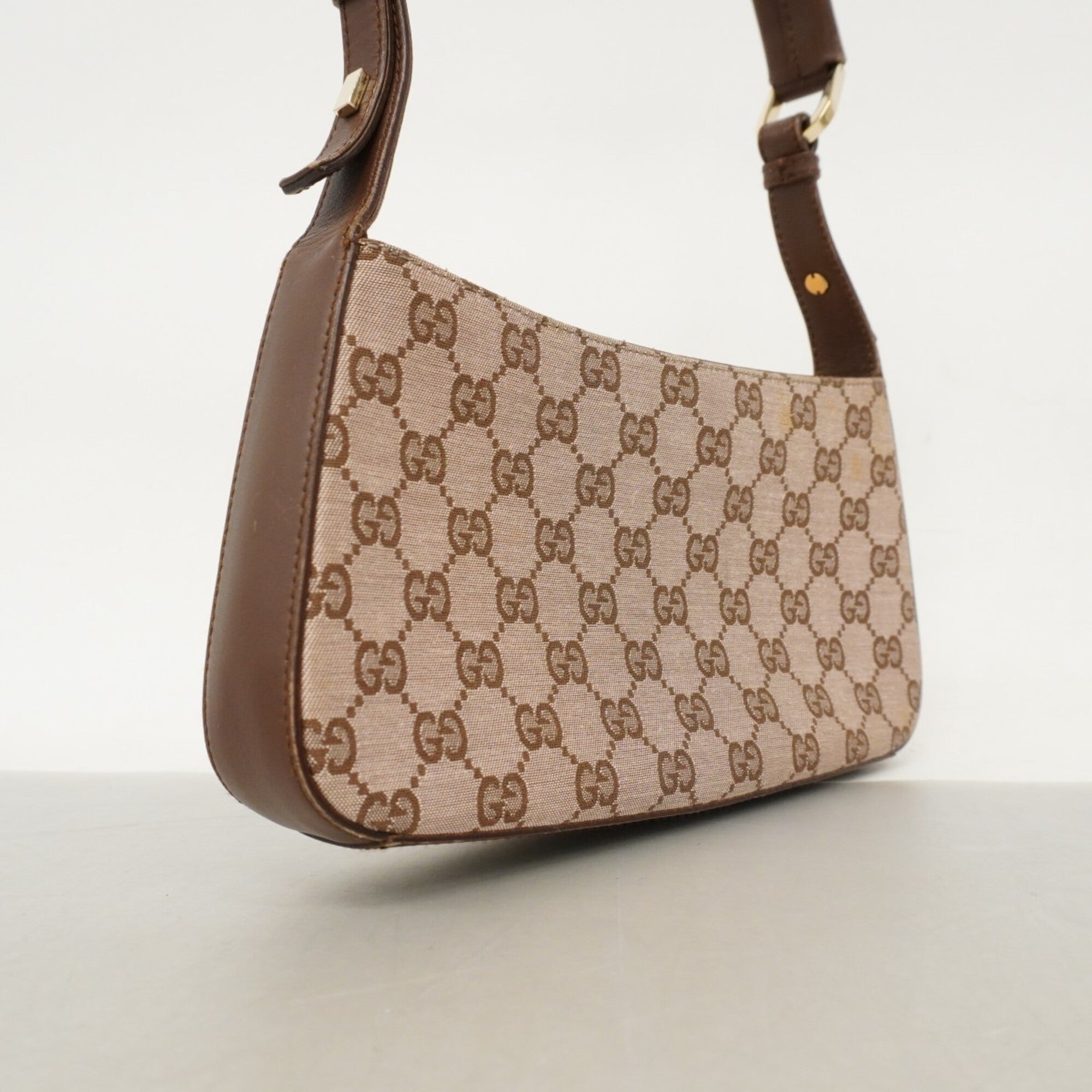 Gucci Brown Canvas Leather Handbag (Pre-Owned)