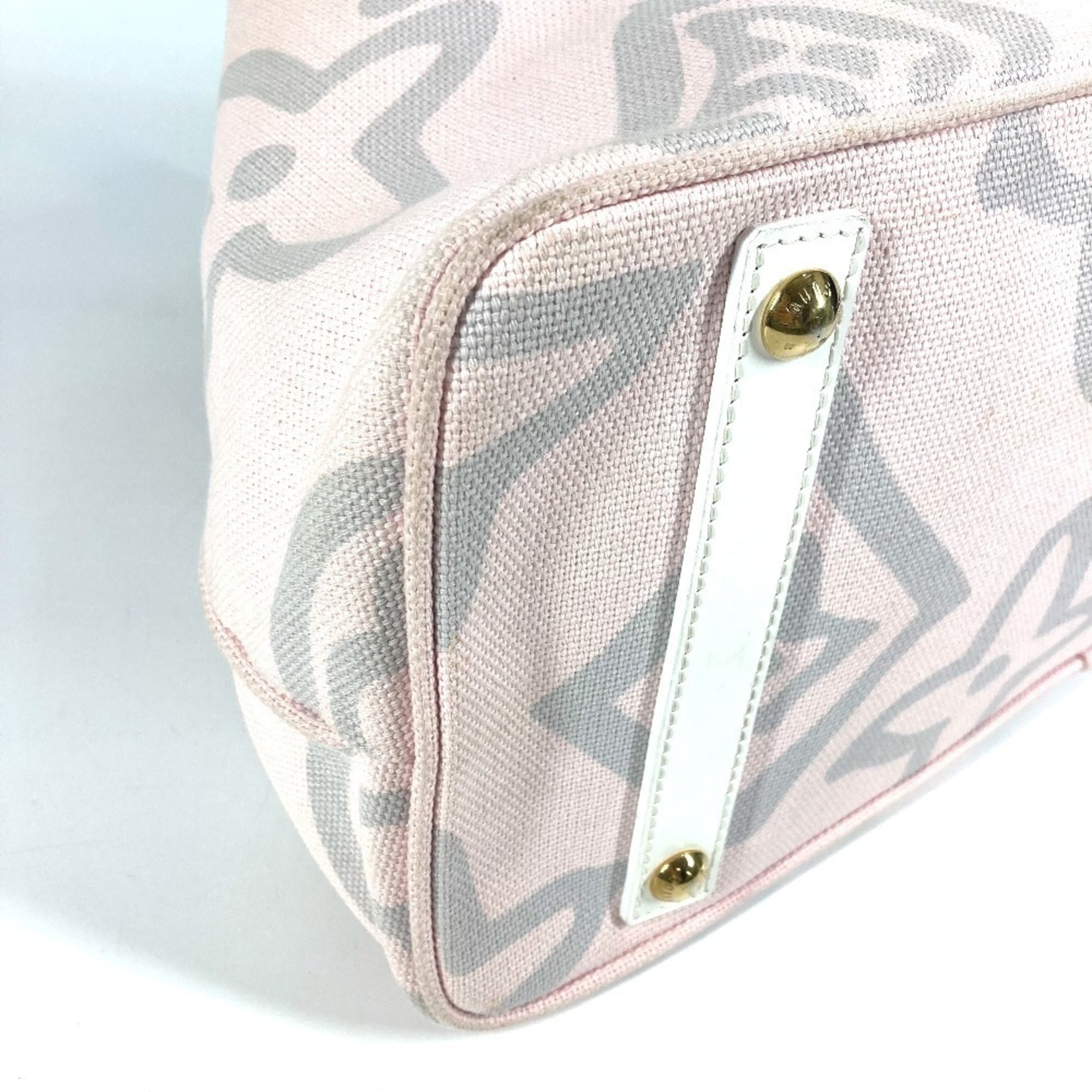Louis Vuitton Pink Canvas Leather Boston Bag Shoulder Bag Tote Bag