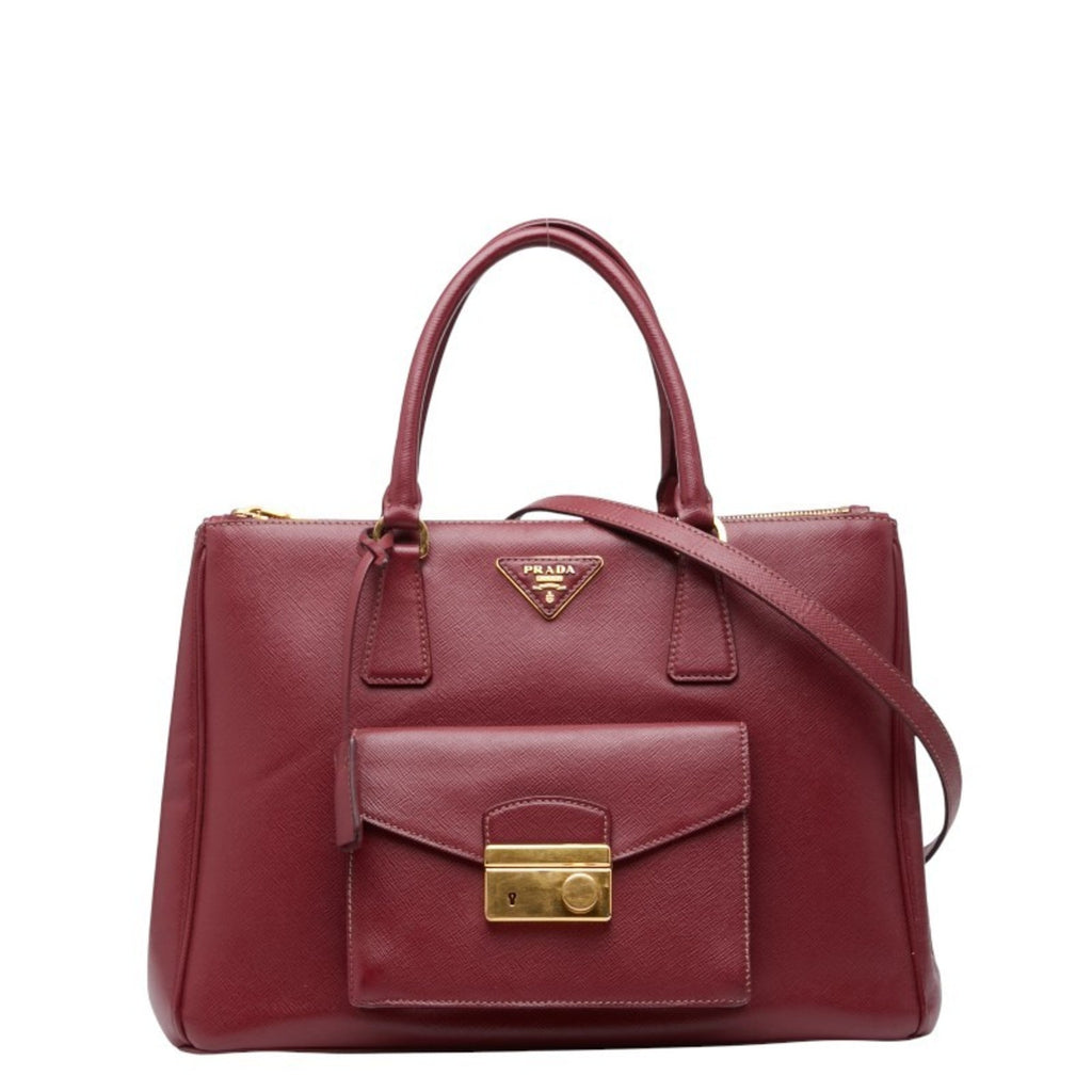 Prada Bordeaux Red Color Wine Leather Handbag Shoulder Bag