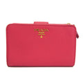 Prada Tab Bifold Wallet Saffiano Leather Pink Leather Wallets Accessory