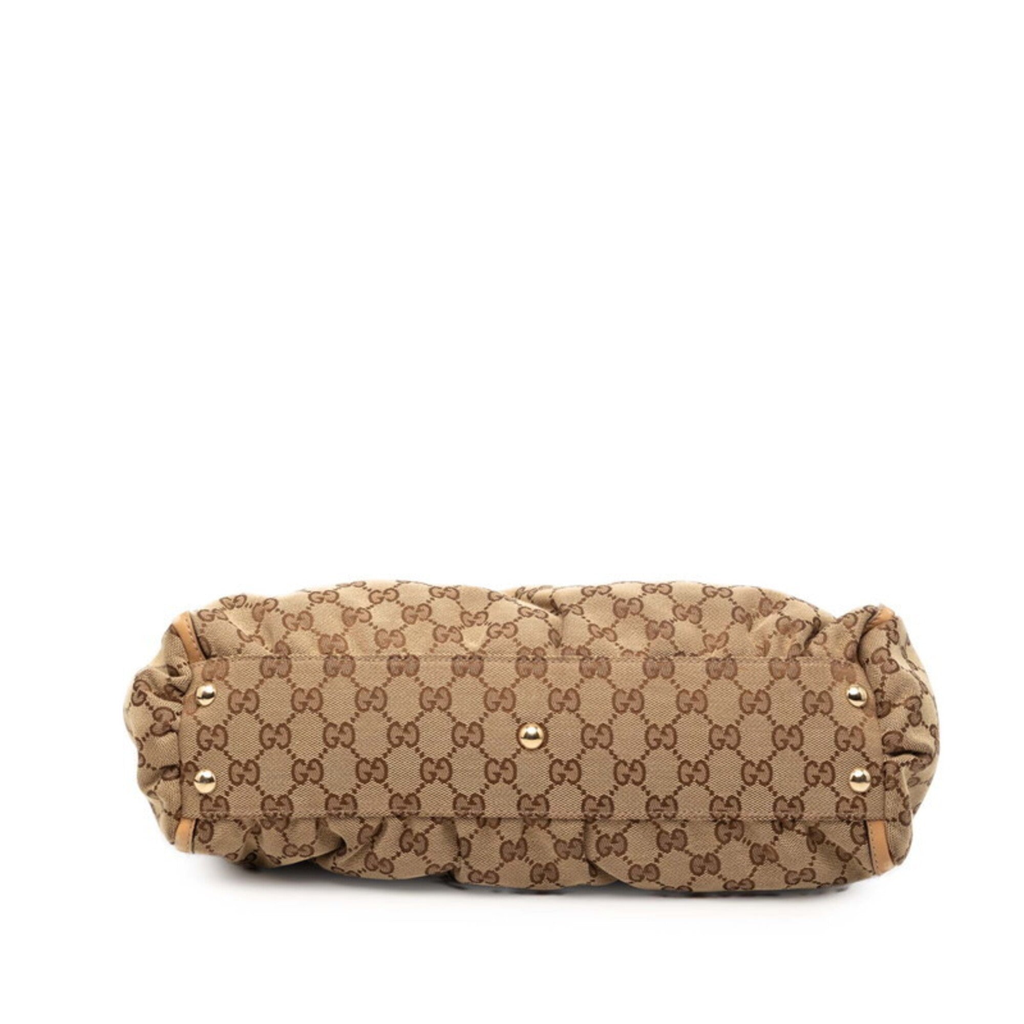 Gucci Brown Canvas Leather Handbag Shoulder Bag Tote Bag (Pre-Owned)
