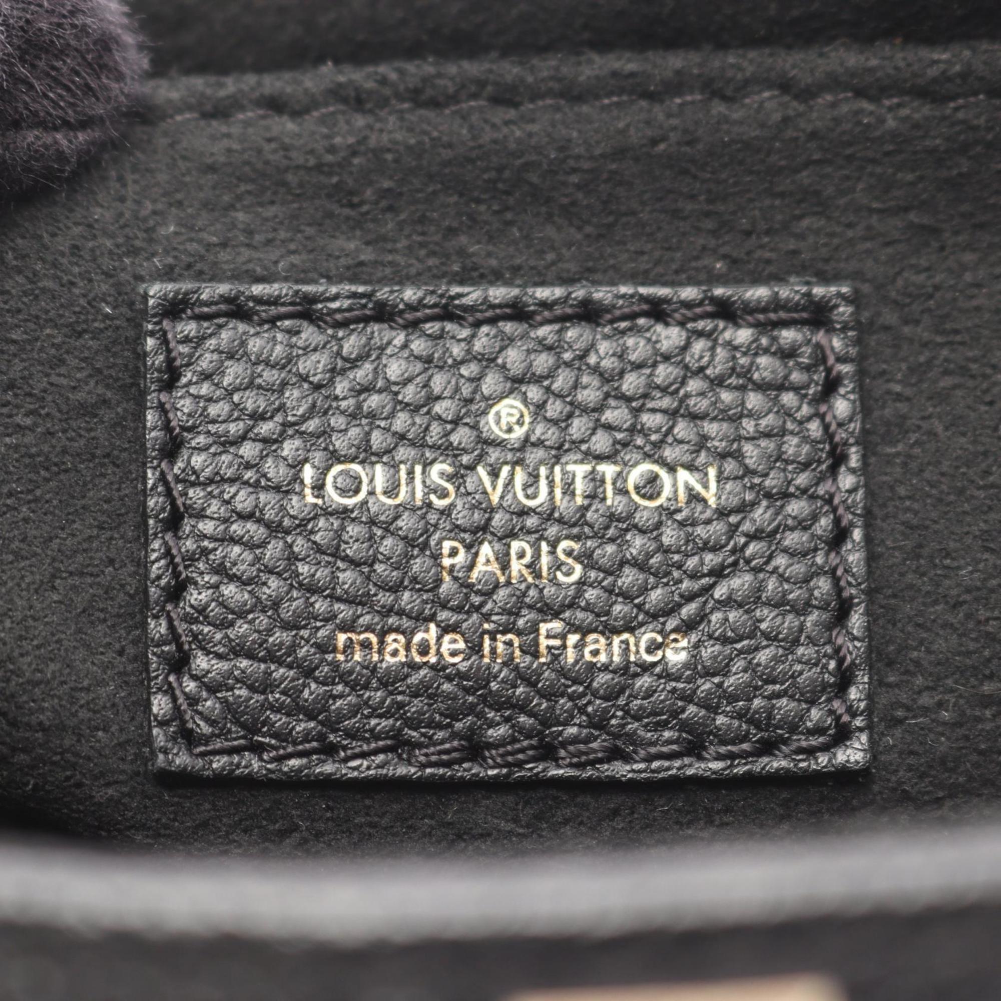 Louis Vuitton Beige Black Leather Handbag