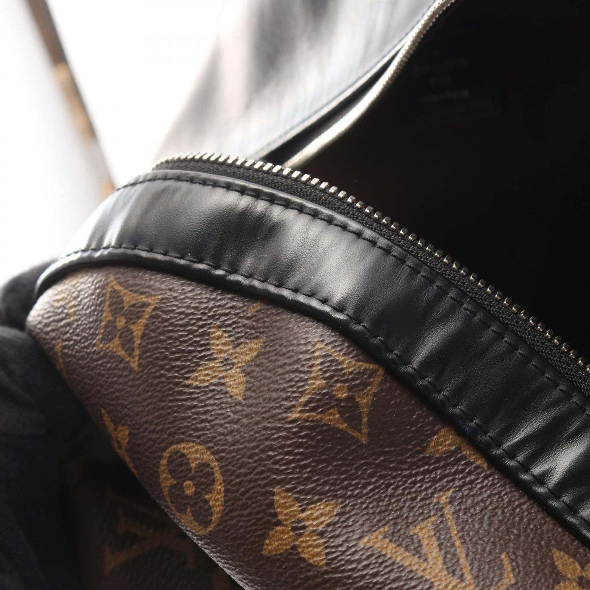 Louis Vuitton Black Brown Coated Canvas Leather Backpack