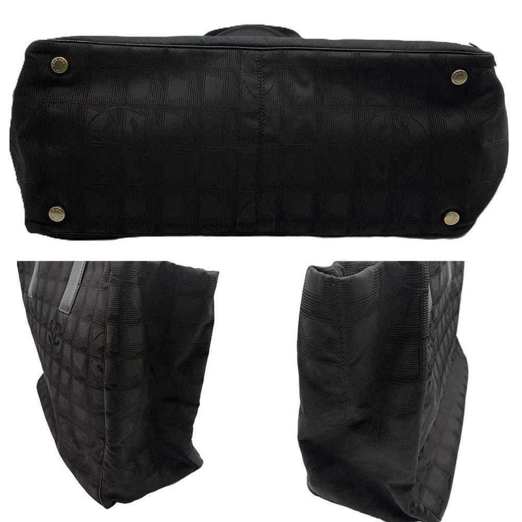 Chanel Black New Travel Line Leather Shoulder Bag Tote Bag