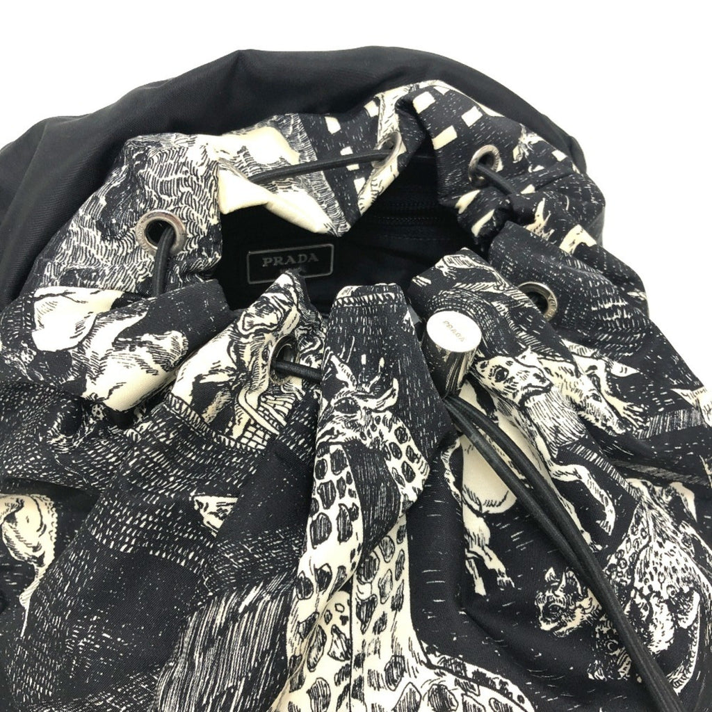 Prada Black White Nylon Backpack