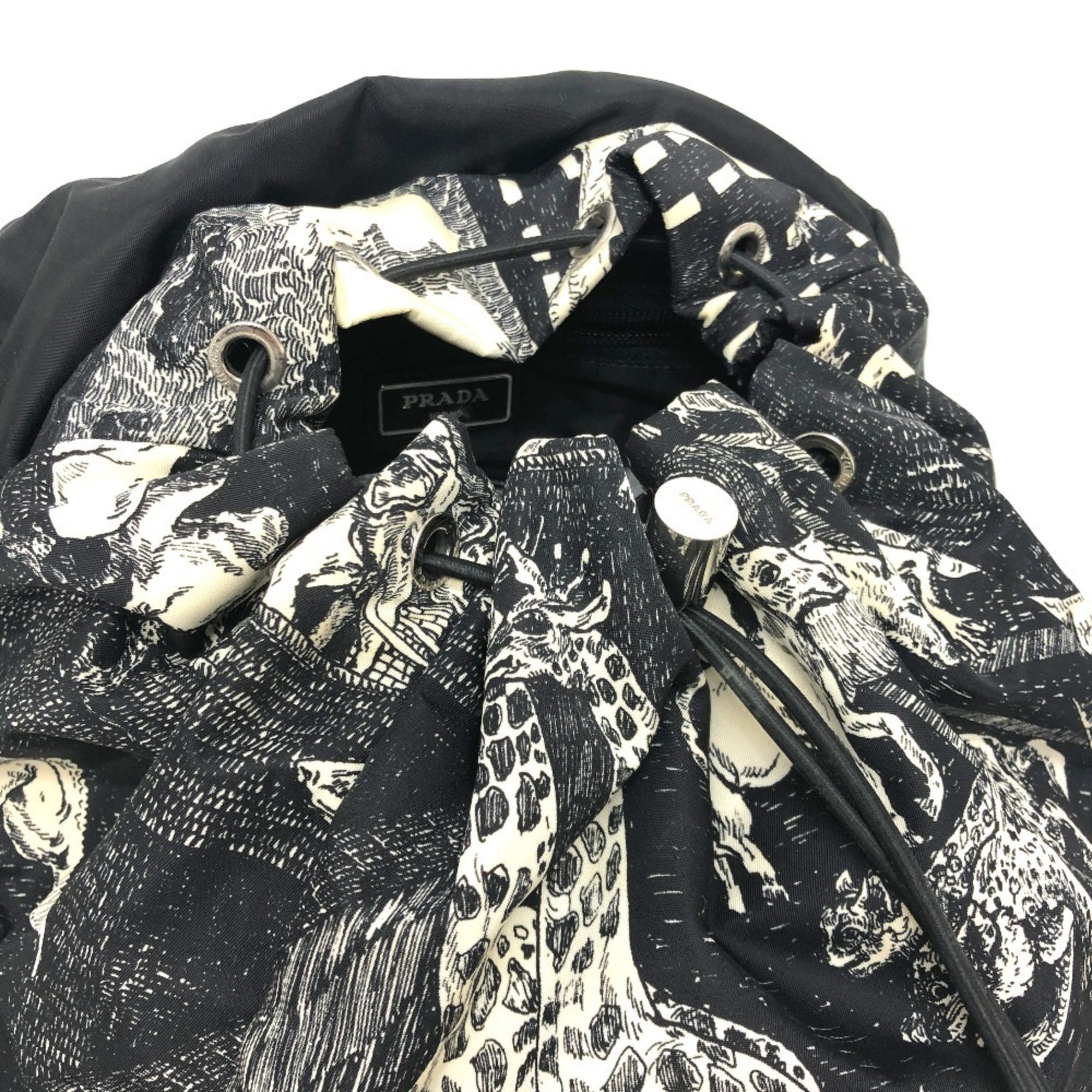 Prada Black White Nylon Backpack