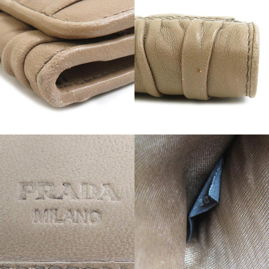 Prada Beige Leather Wallet (Tri-Fold)