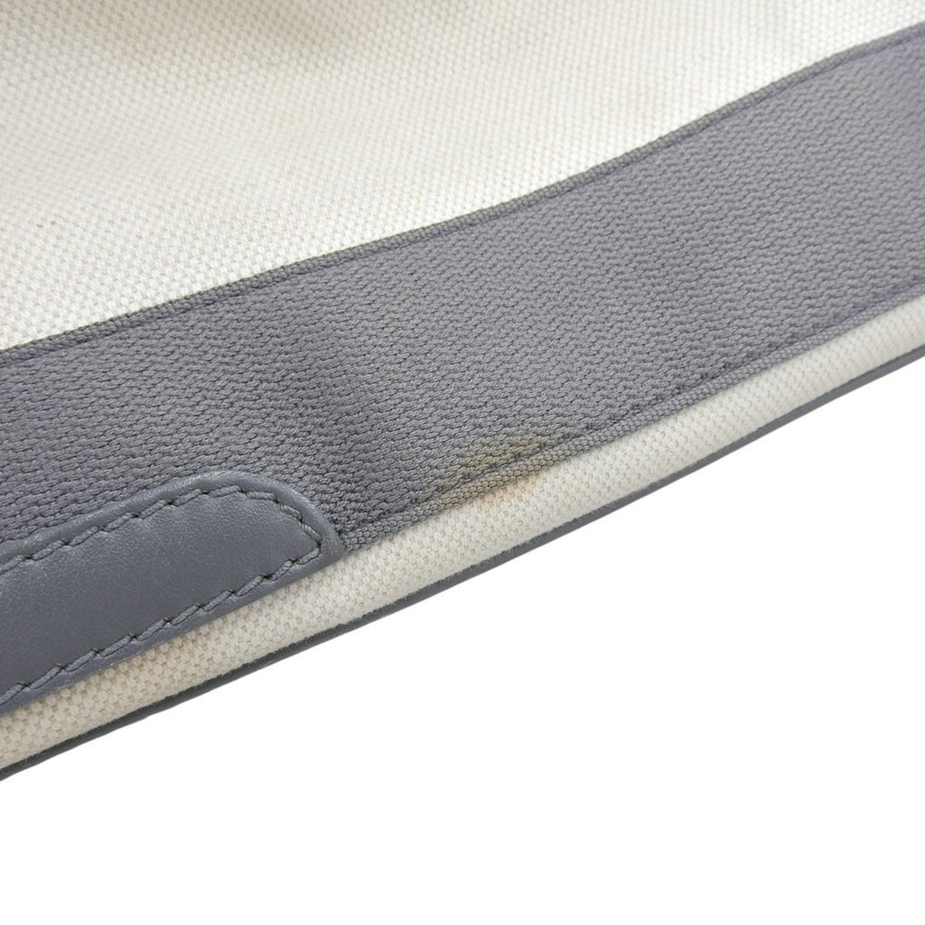 Balenciaga Gray White Canvas Leather Pouch Tote