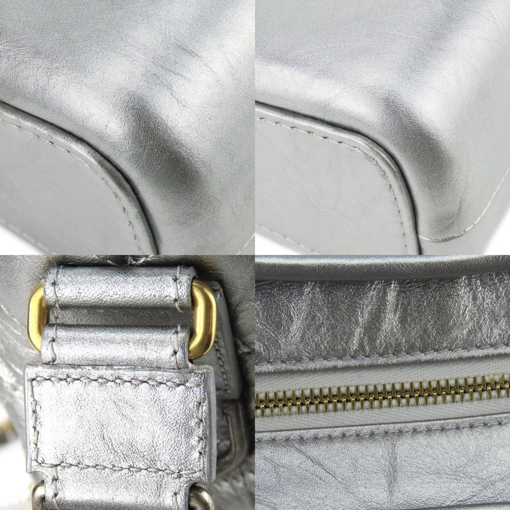 Chanel Metallic Silver Leather Shoulder Bag