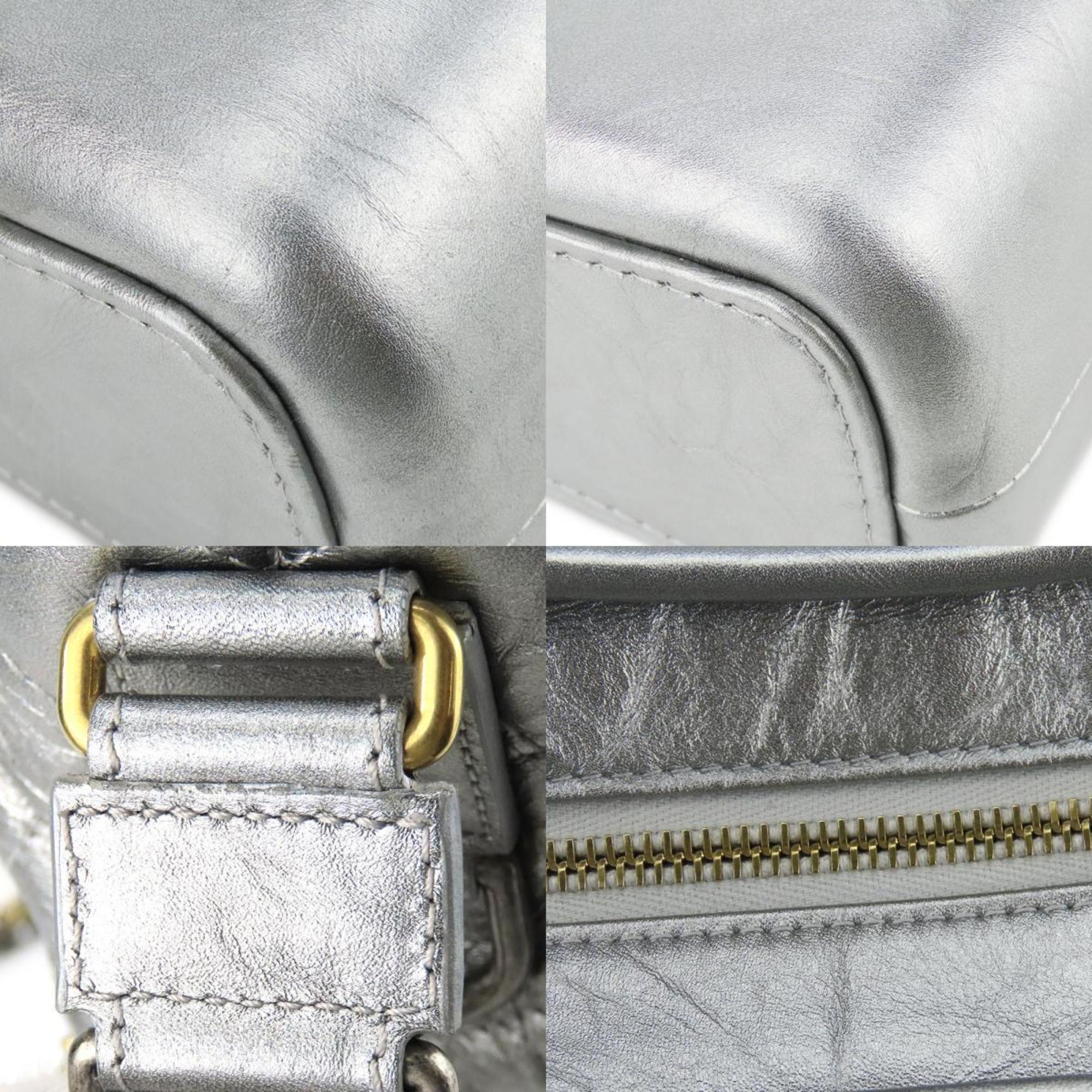 Chanel Metallic Silver Leather Shoulder Bag