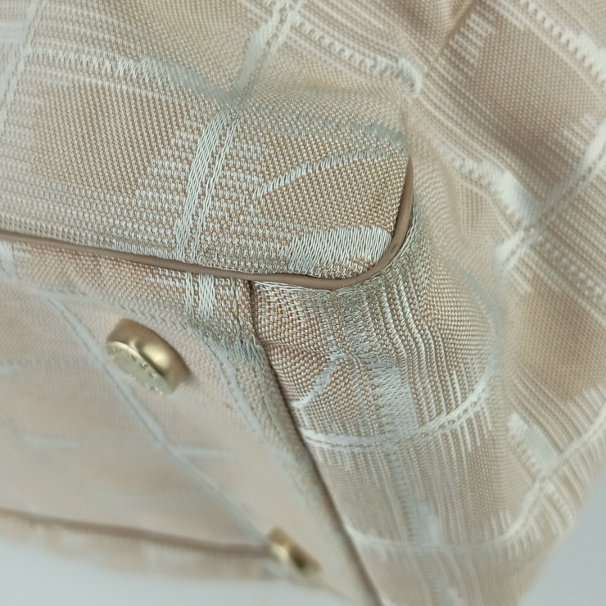 Chanel Beige Canvas Handbag Shoulder Bag Tote Bag