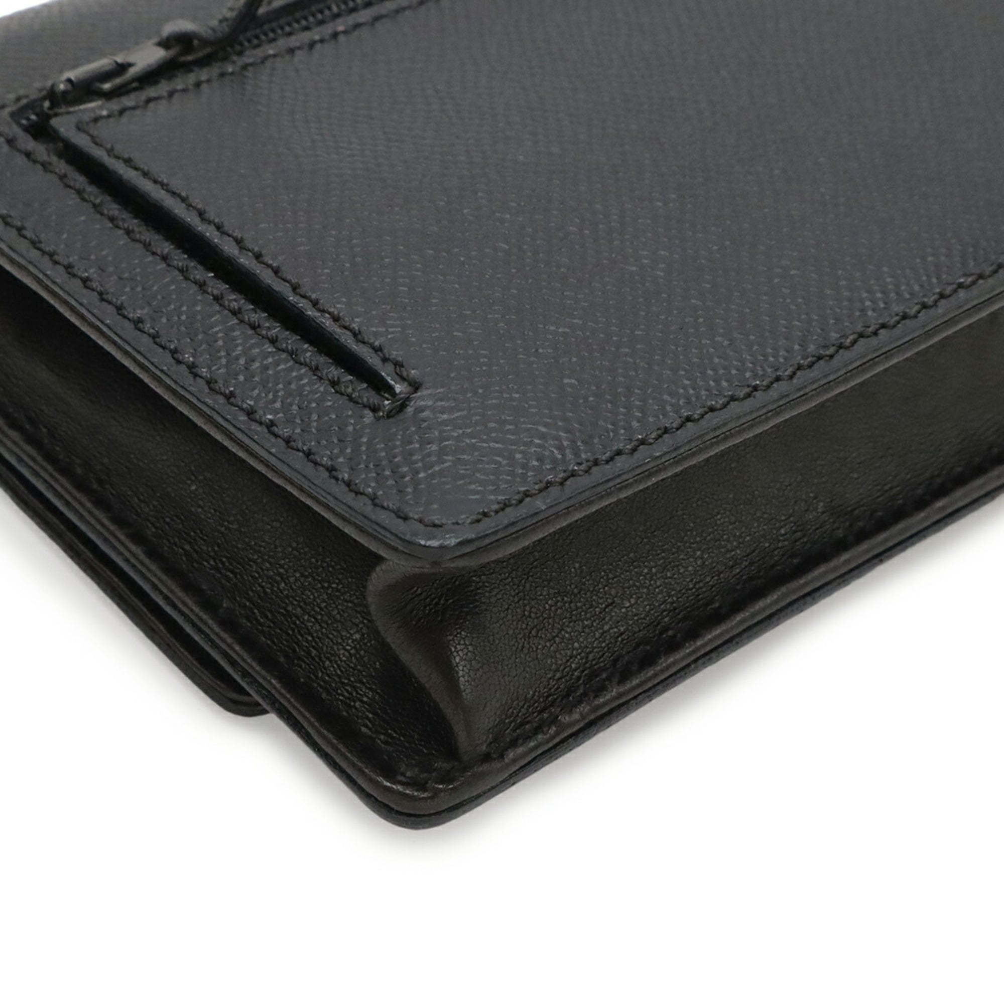 Chanel Black Grained Calfskin Shoulder Bag