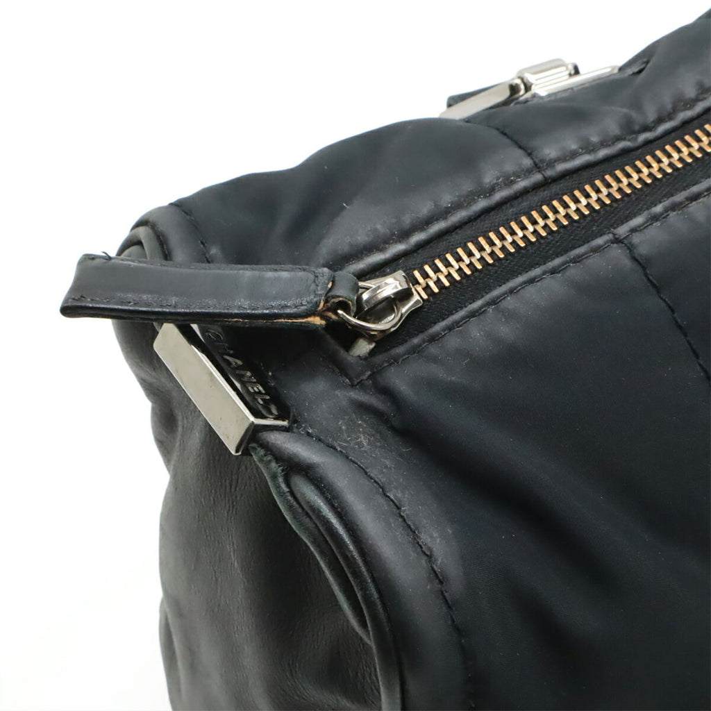 Chanel Black Nylon Leather Handbag