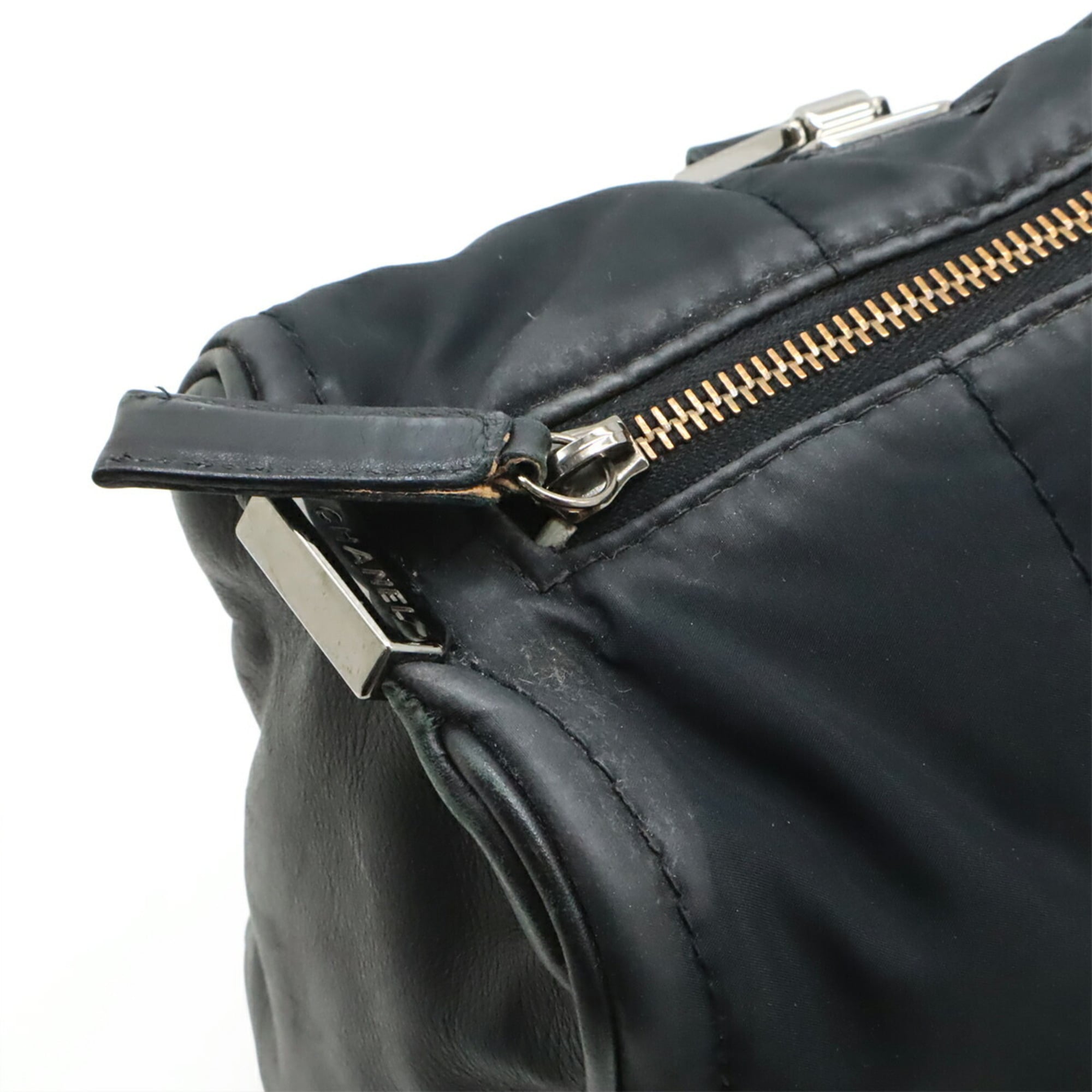 Chanel Black Nylon Leather Handbag