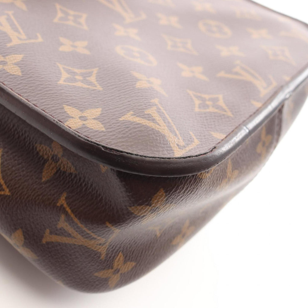 Louis Vuitton Black Brown Coated Canvas Leather Shoulder Bag