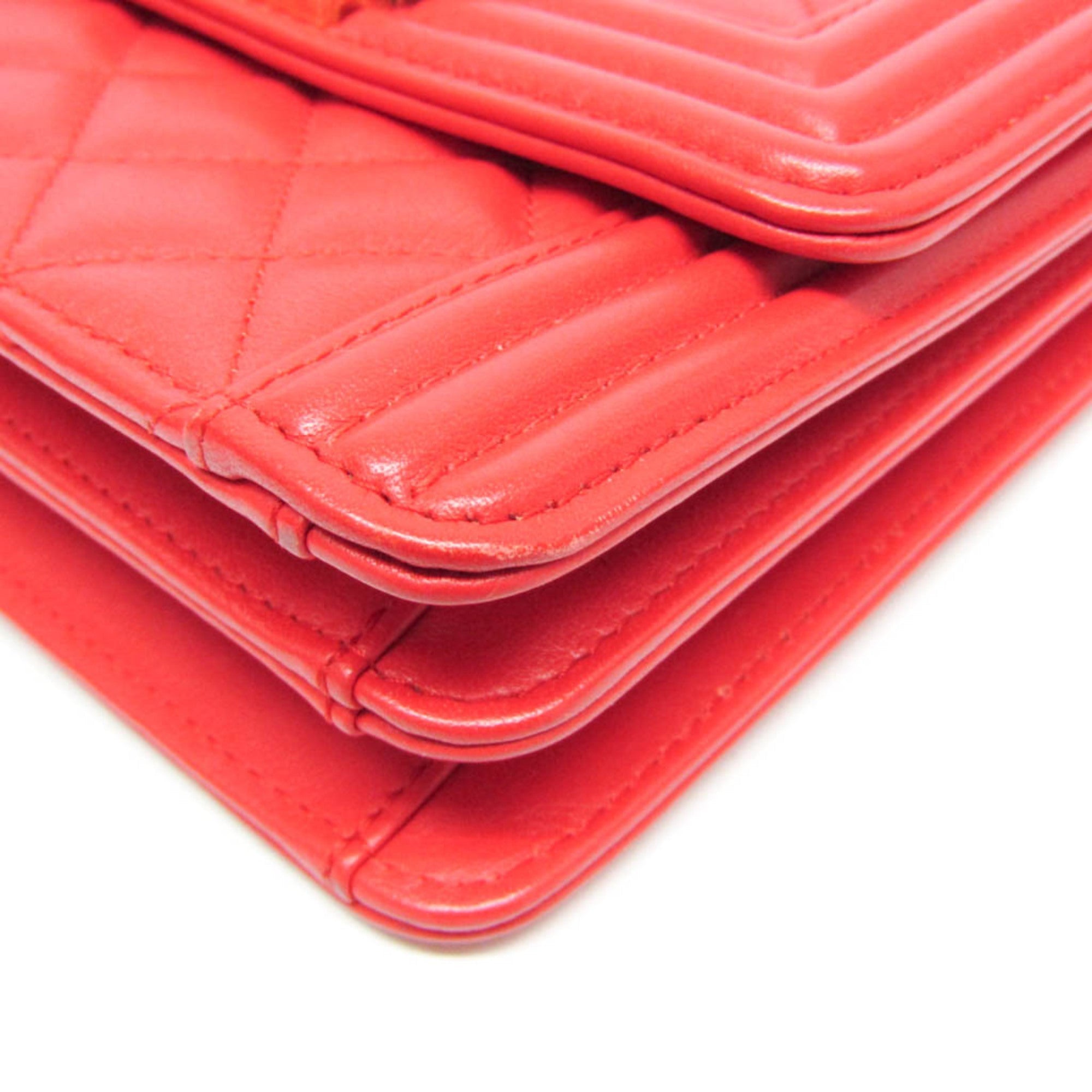 Chanel Boy Chanel Red Color Leather Shoulder Bag