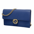 Gucci Blue Leather Chain/Shoulder Wallet (Pre-Owned)