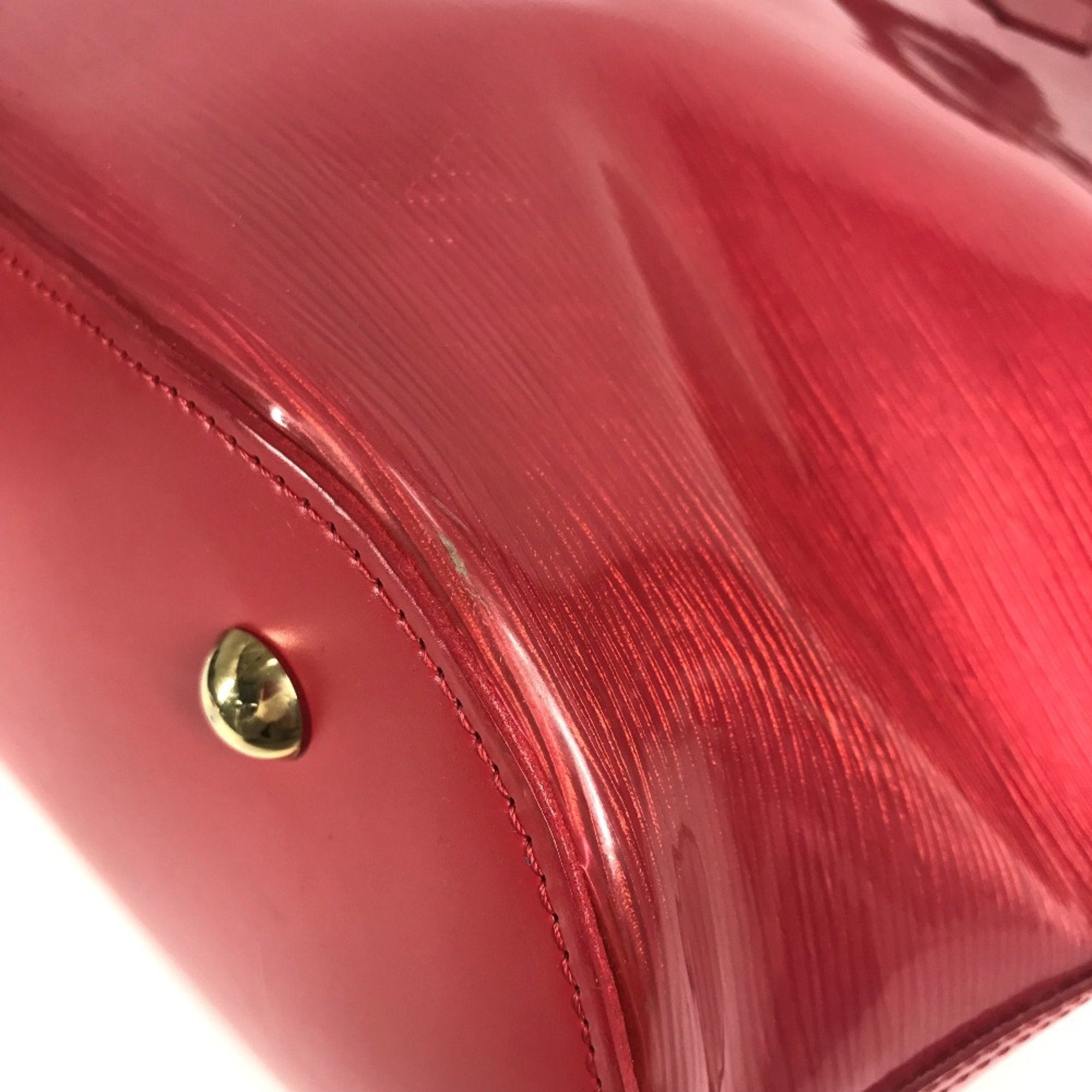 Louis Vuitton Red Color Vinyl Leather Handbag Tote Bag