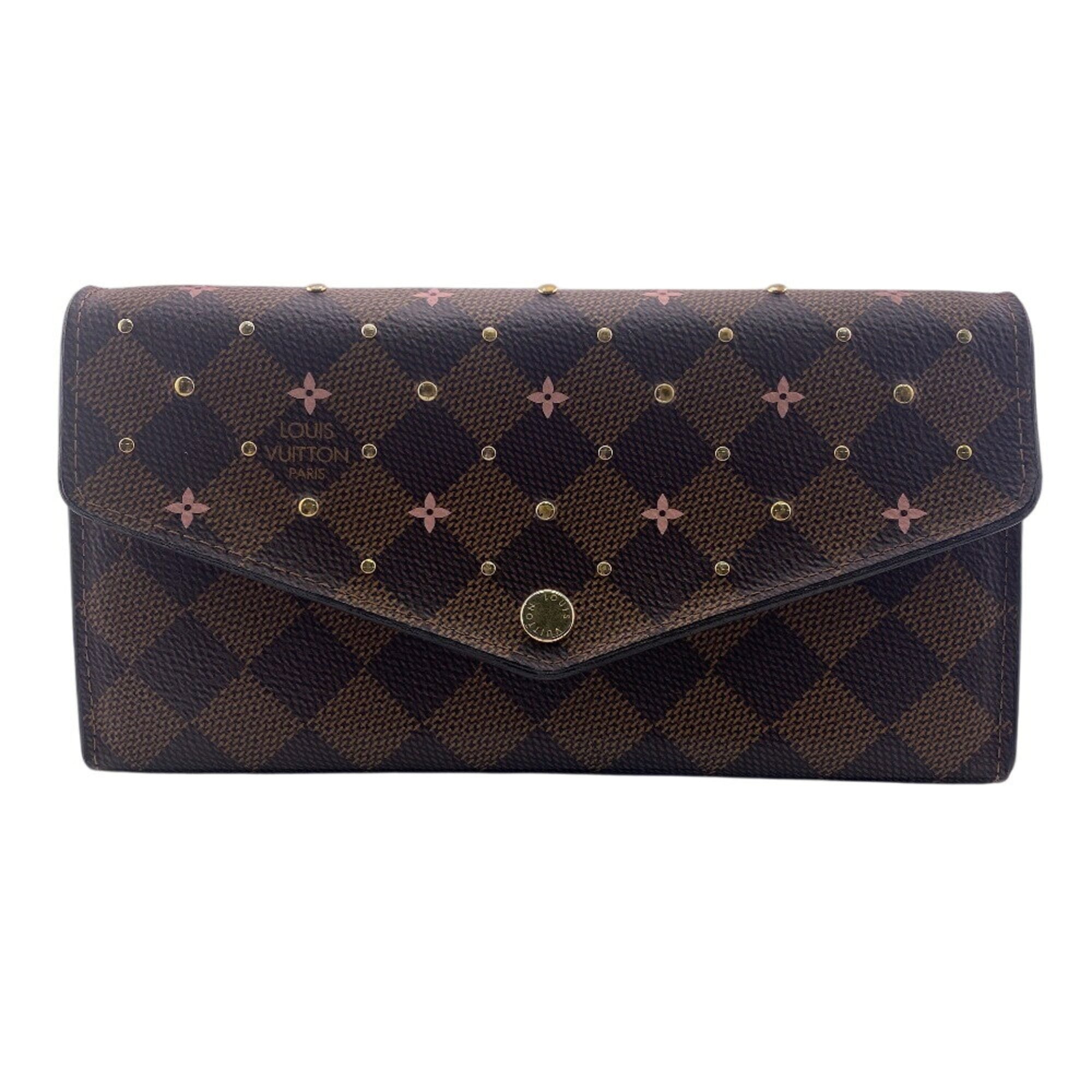 Louis Vuitton Damier Brown Rose Ballerine Leather Long Wallet