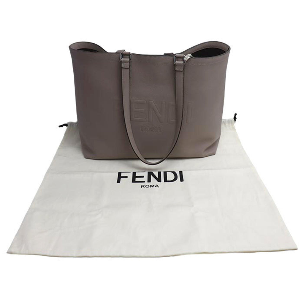 Fendi Gray Leather Tote Bag