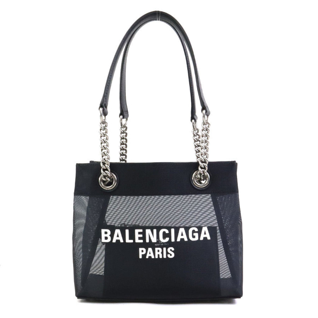 Balenciaga Black Leather Mesh Handbag Tote