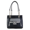 Balenciaga Black Leather Mesh Handbag Tote