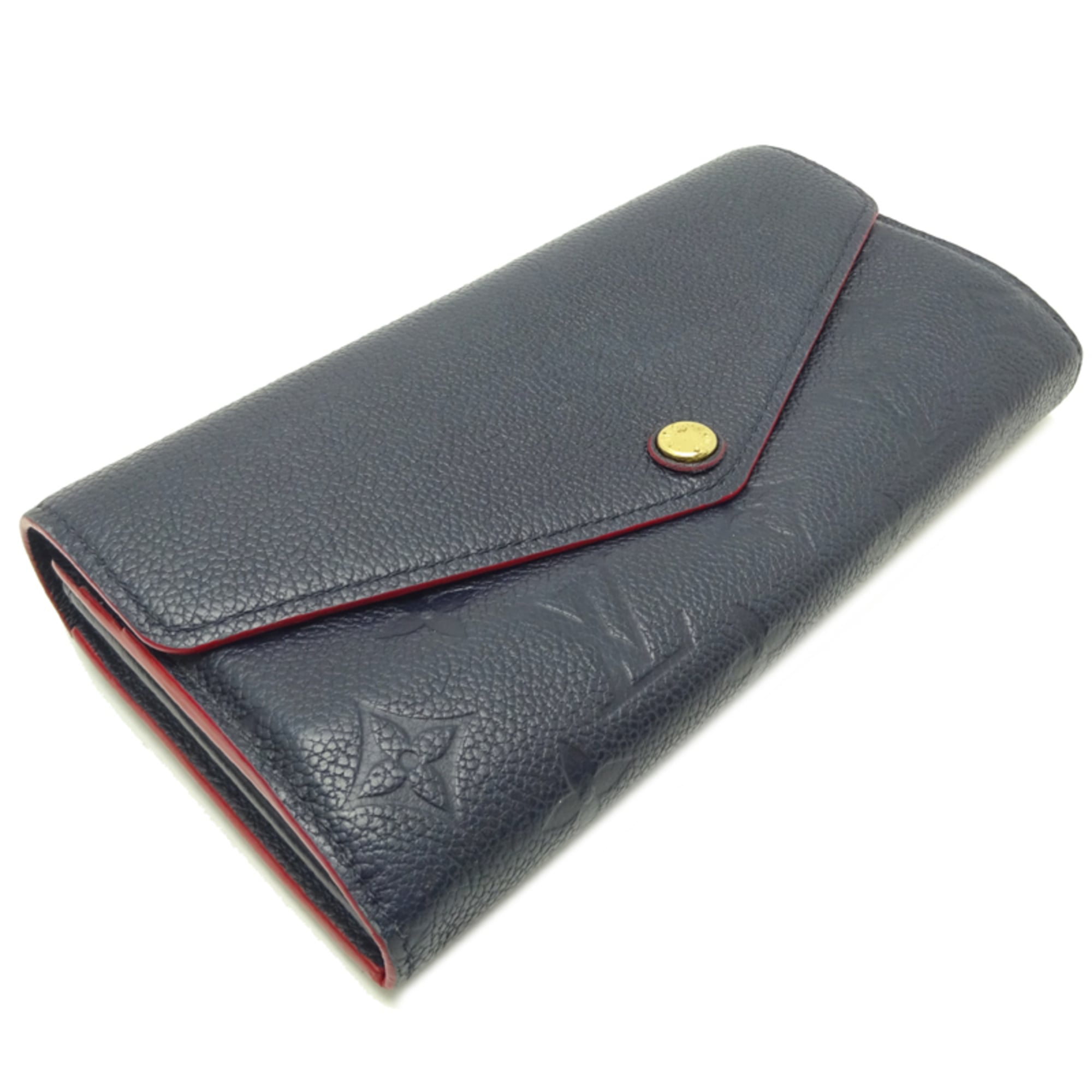 Louis Vuitton Marine Rouge Navy Red Color Monogram Empreinte Long Wallet