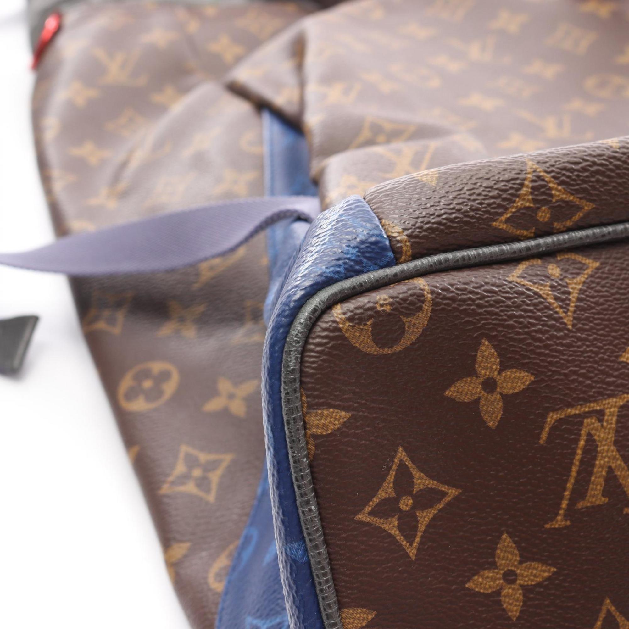 Louis Vuitton Black Blue Brown Monogram Pvc Coated Canvas Leather Backpack