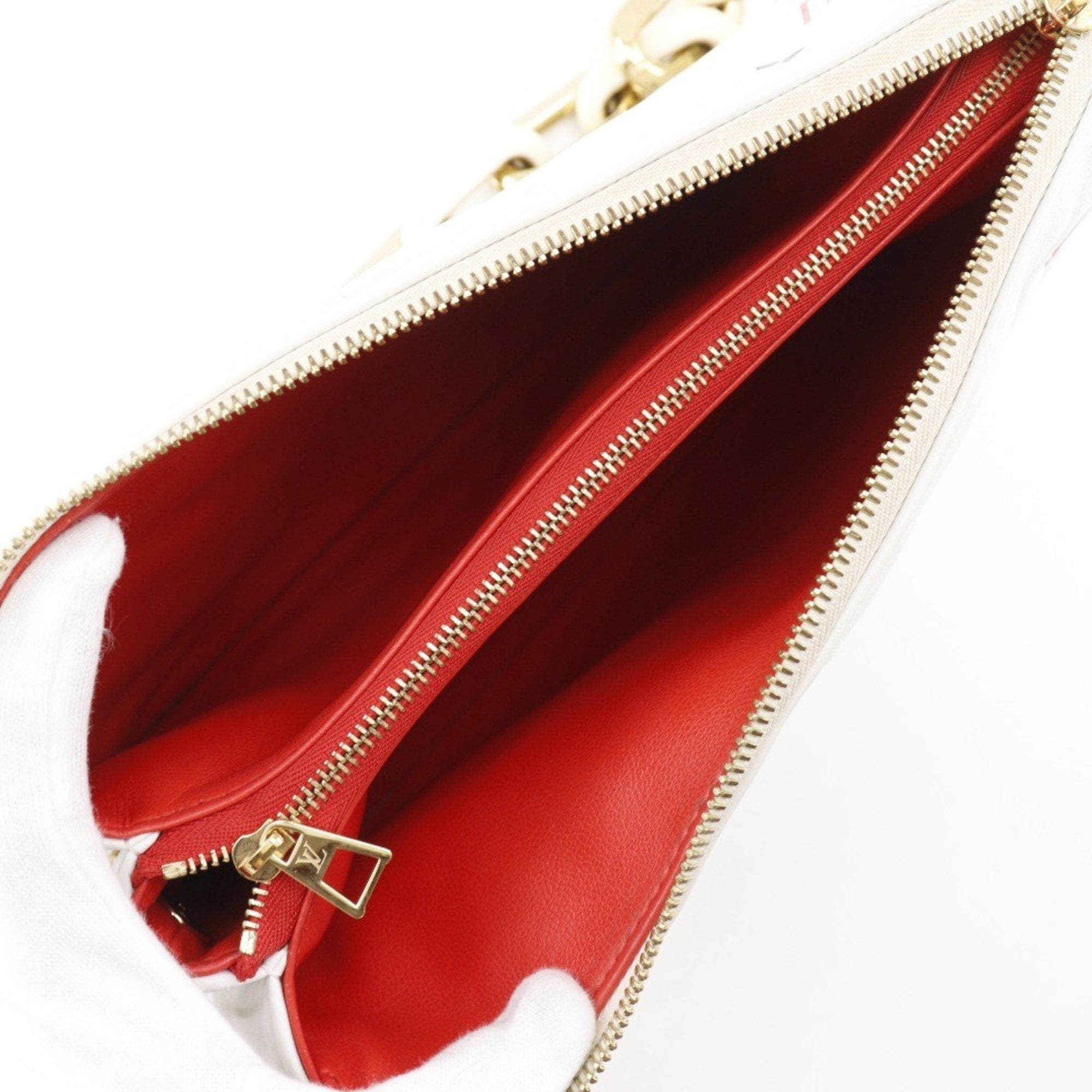 Louis Vuitton Navy Red Color White Leather Shoulder Bag