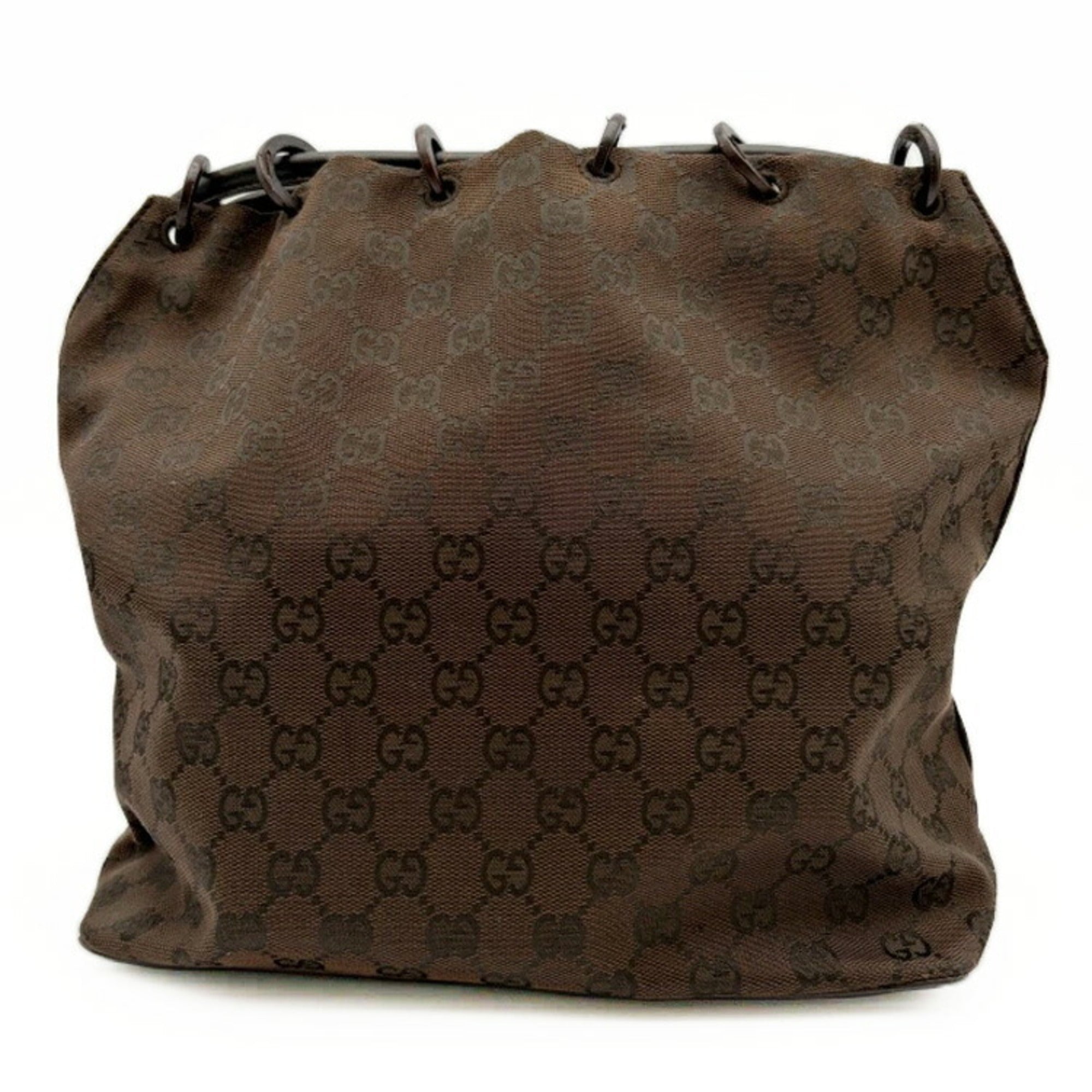 Gucci Gg Canvas Brown Gg Canvas Leather Shoulder Bag (Pre-Owned)